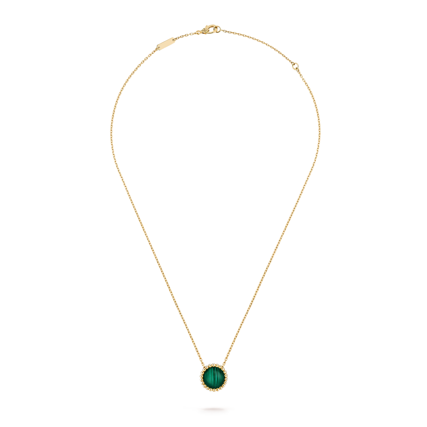 Perlée couleurs pendant, 18K yellow gold, malachite.