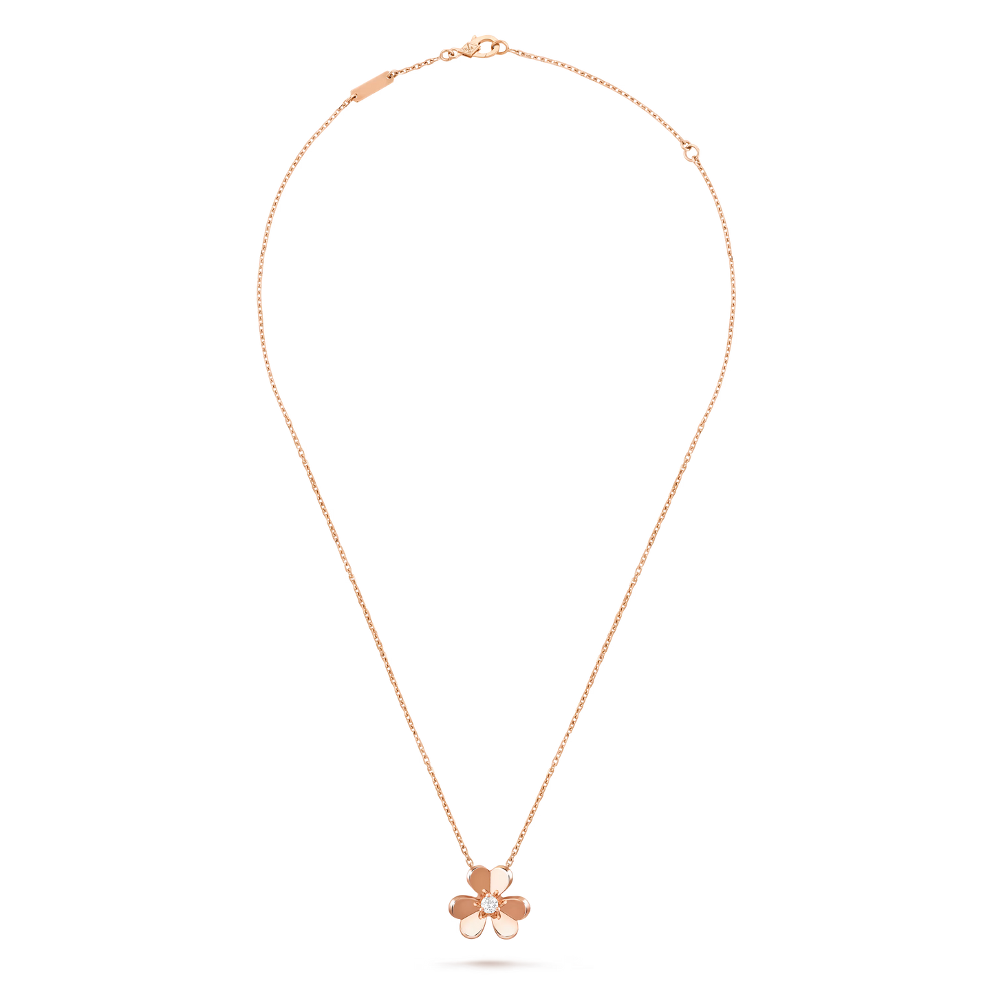 Frivole pendant, small model, 18K rose gold, round diamond.