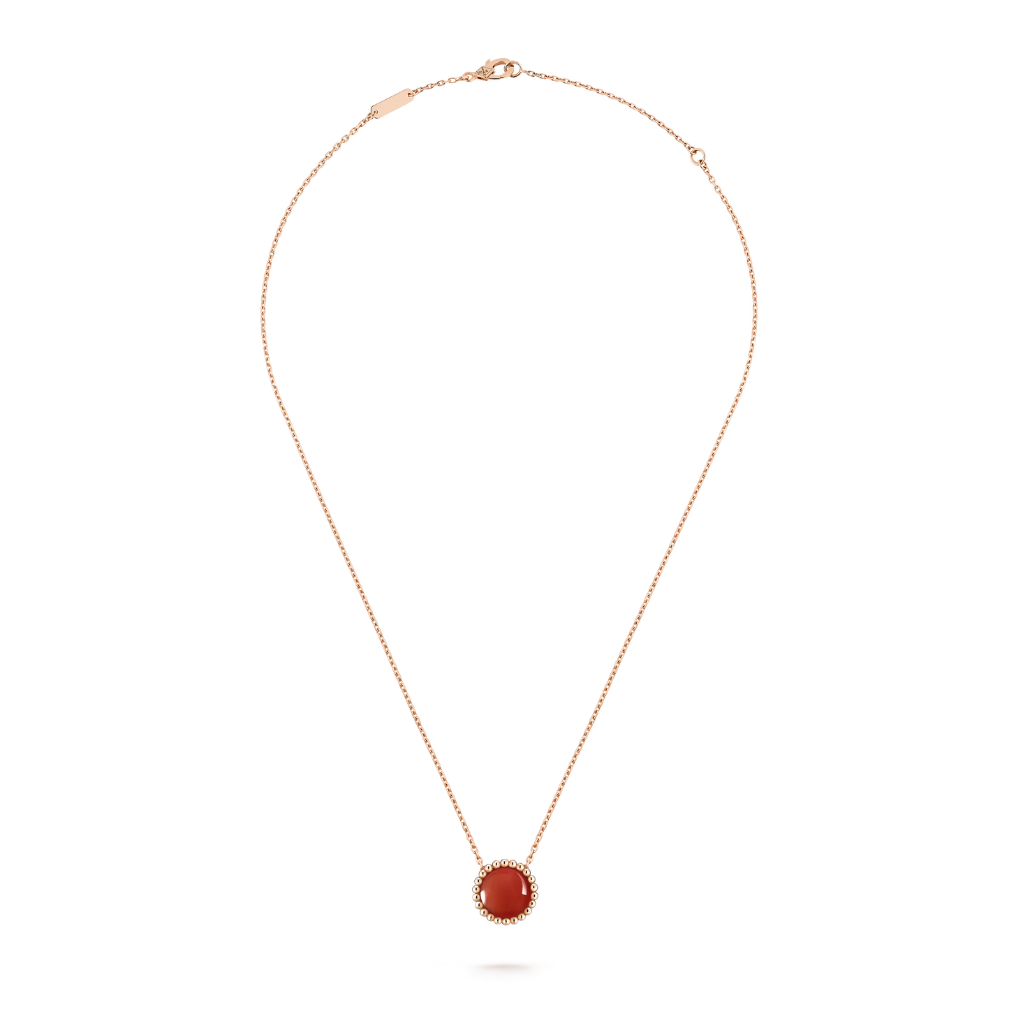 Perlée couleurs pendant, 18K rose gold, carnelian.