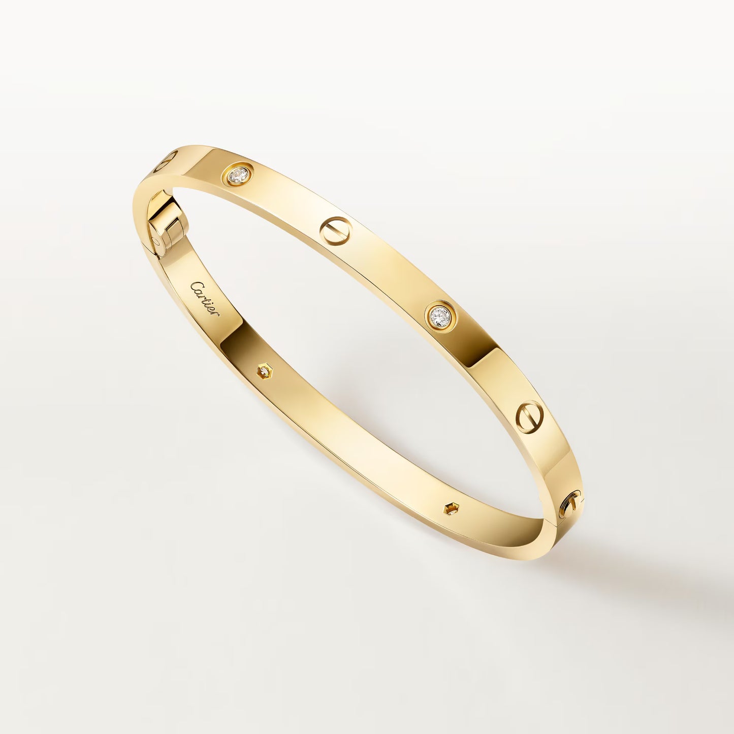 LOVE 18K yellow gold bracelet, medium model, 4 diamonds.