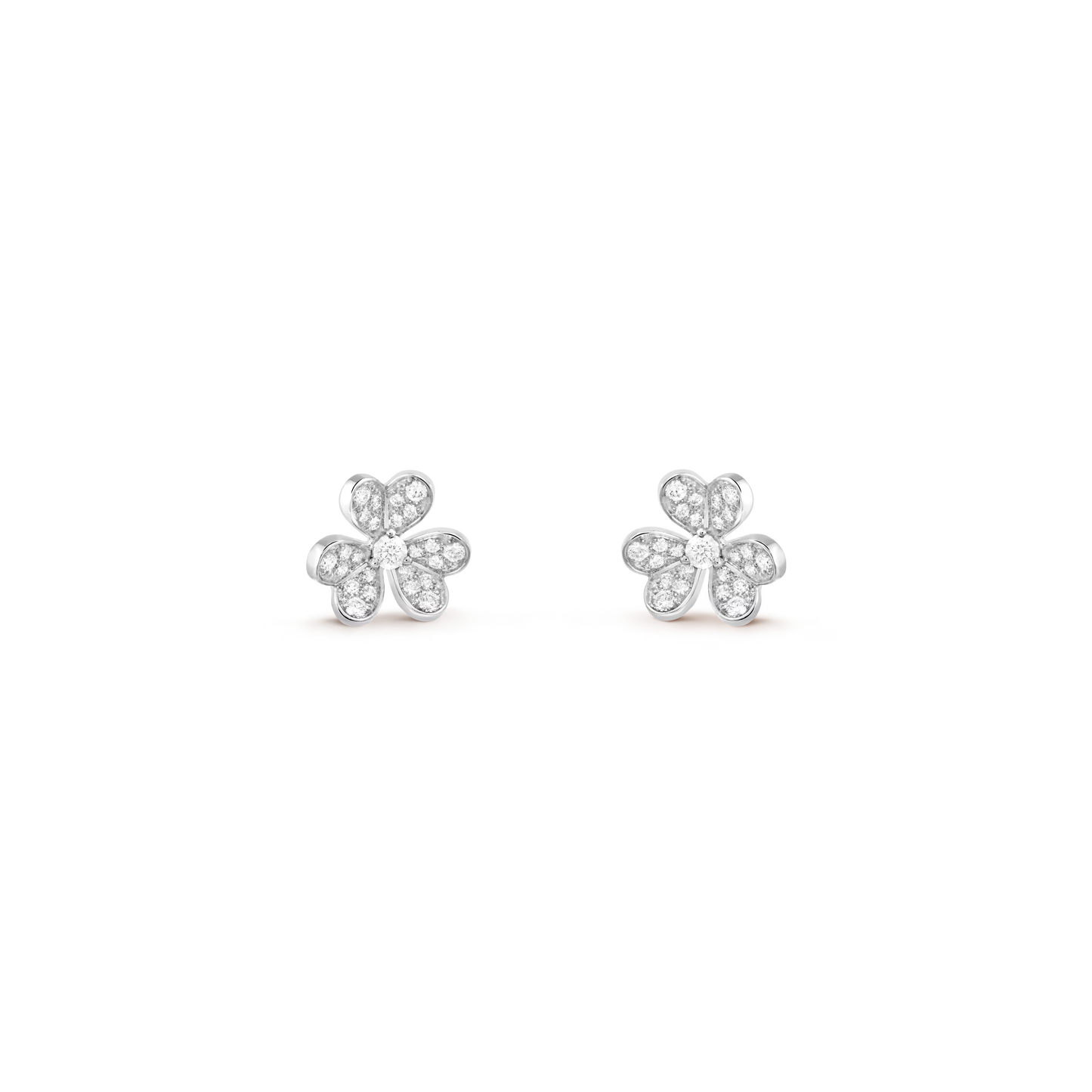 Frivole earrings, mini model, rhodium plated 18K white gold, round diamonds.