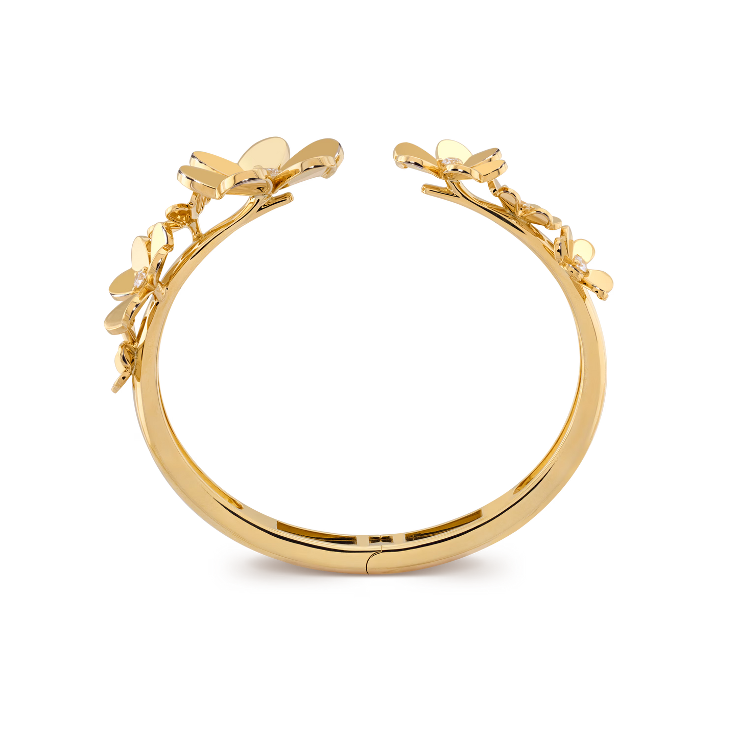Frivole bracelet, 7 flowers, 18K yellow gold, round diamonds, medium model.