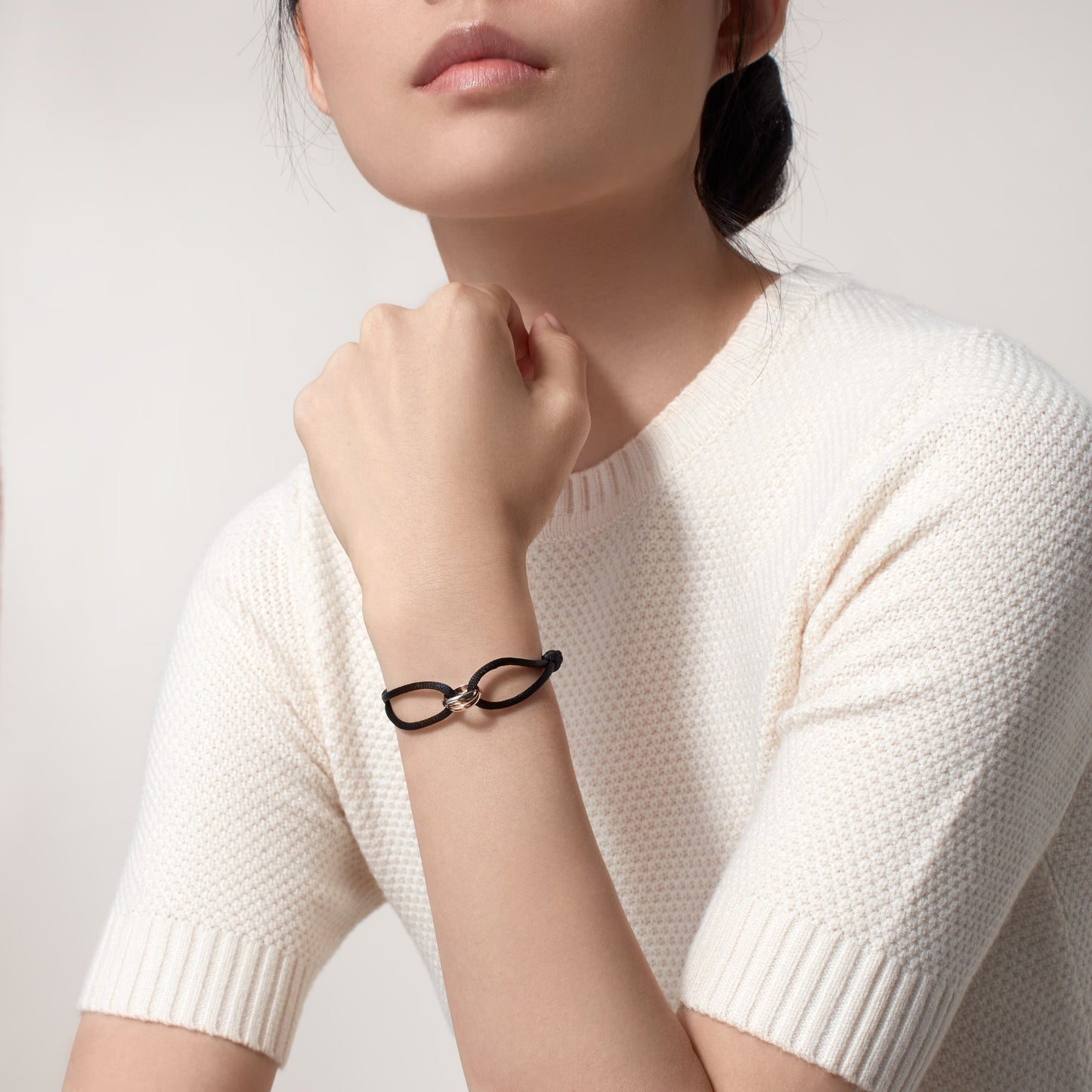 Trinity 18K white, rose and yellow gold bracelet.