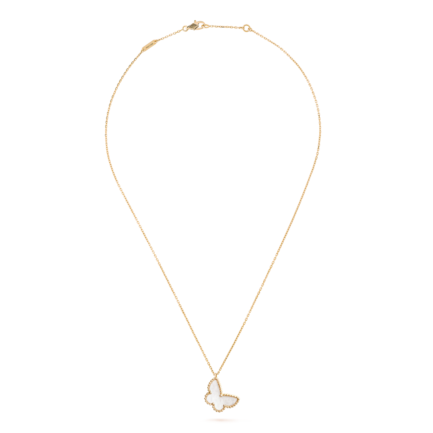Sweet Butterflies pendant, 18K yellow gold, white mother-of-pearl.