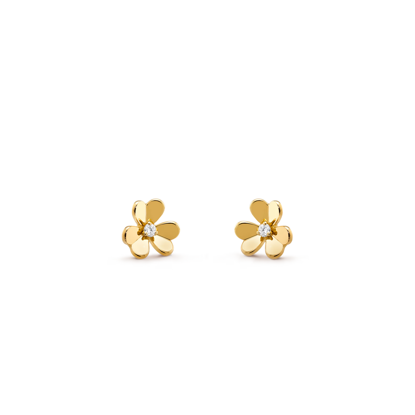 Frivole earrings, mini model, 18K yellow gold, round diamonds.