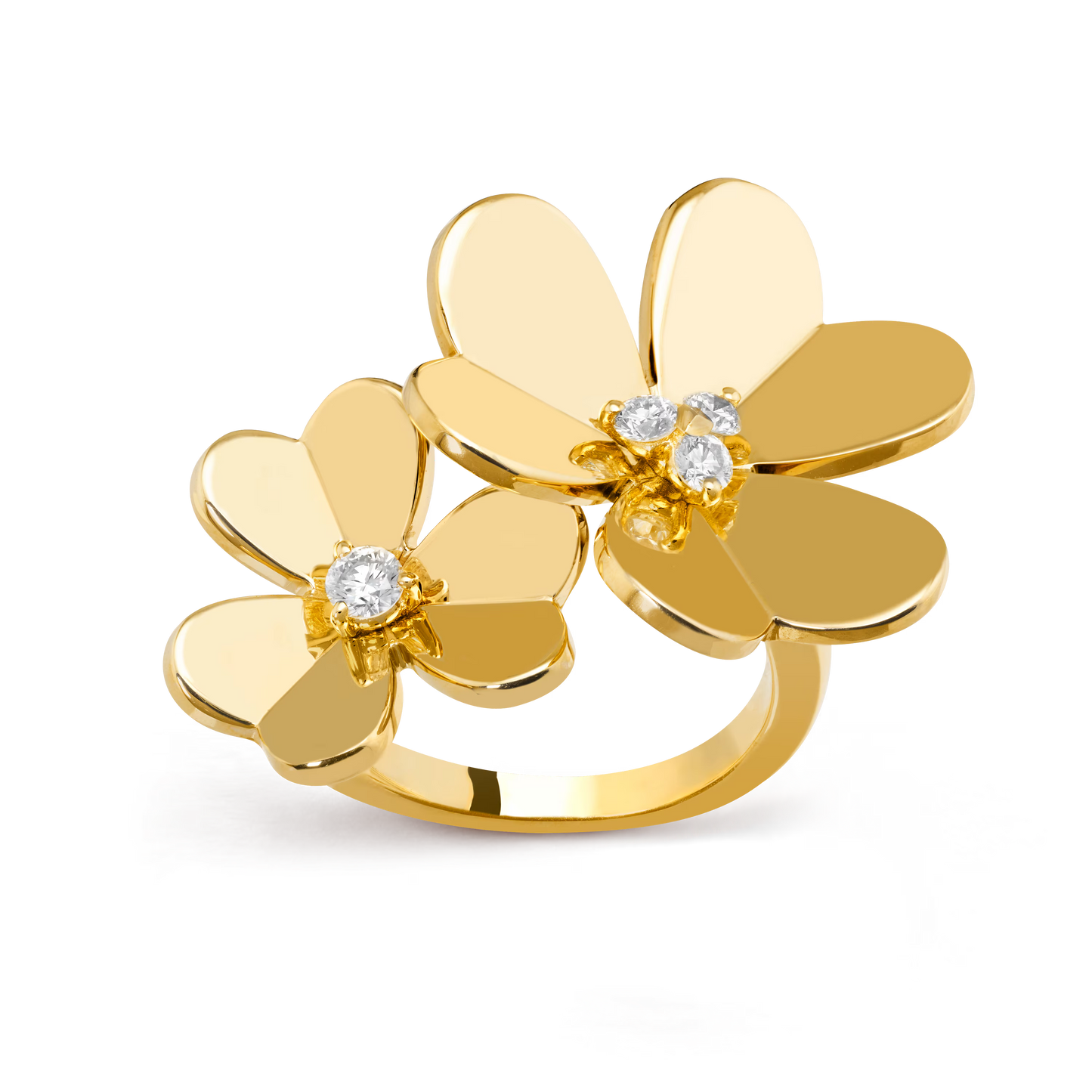 Frivole Between the Finger ring, 18K yellow gold, round diamonds