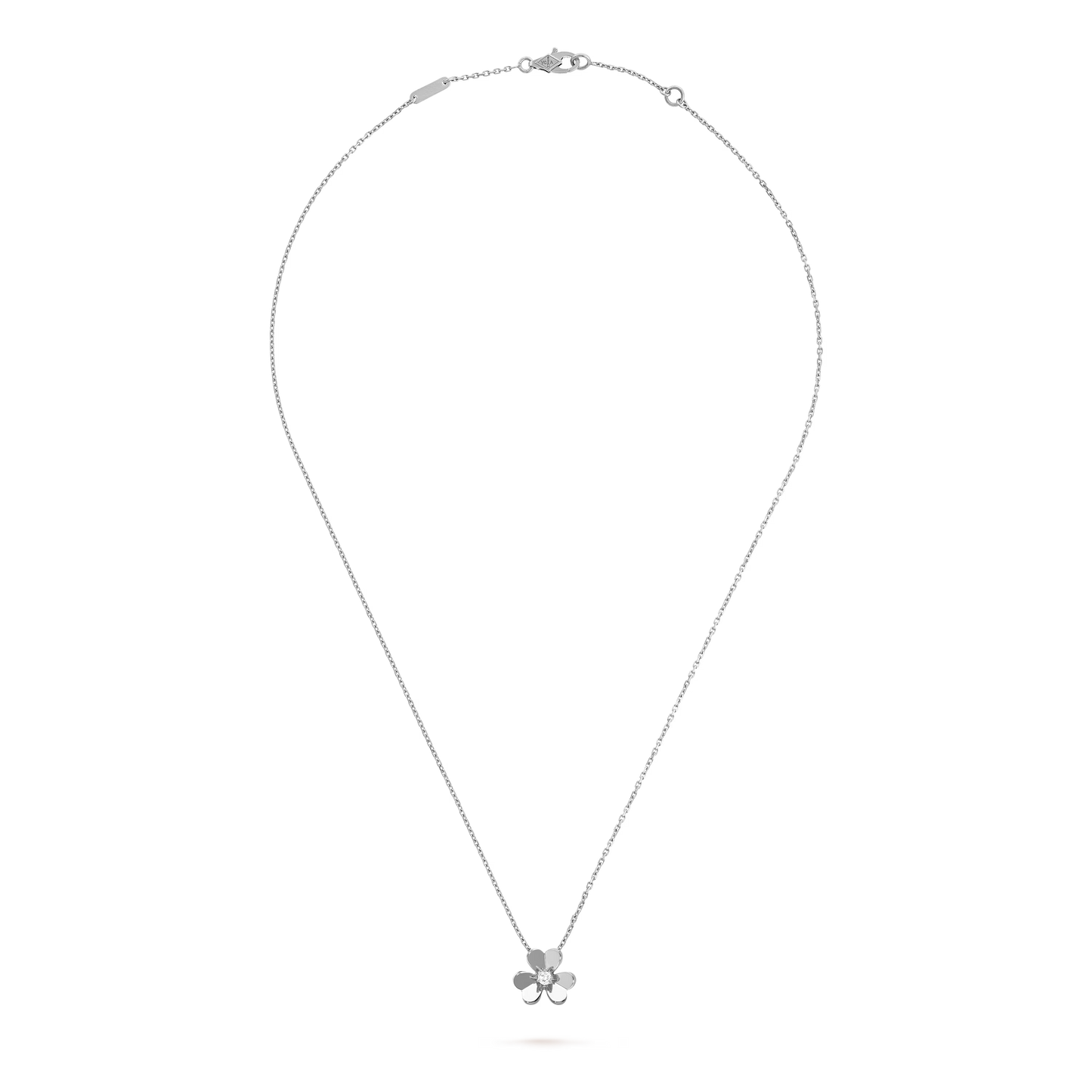 Frivole pendant, mini model, rhodium plated 18K white gold, round diamond.