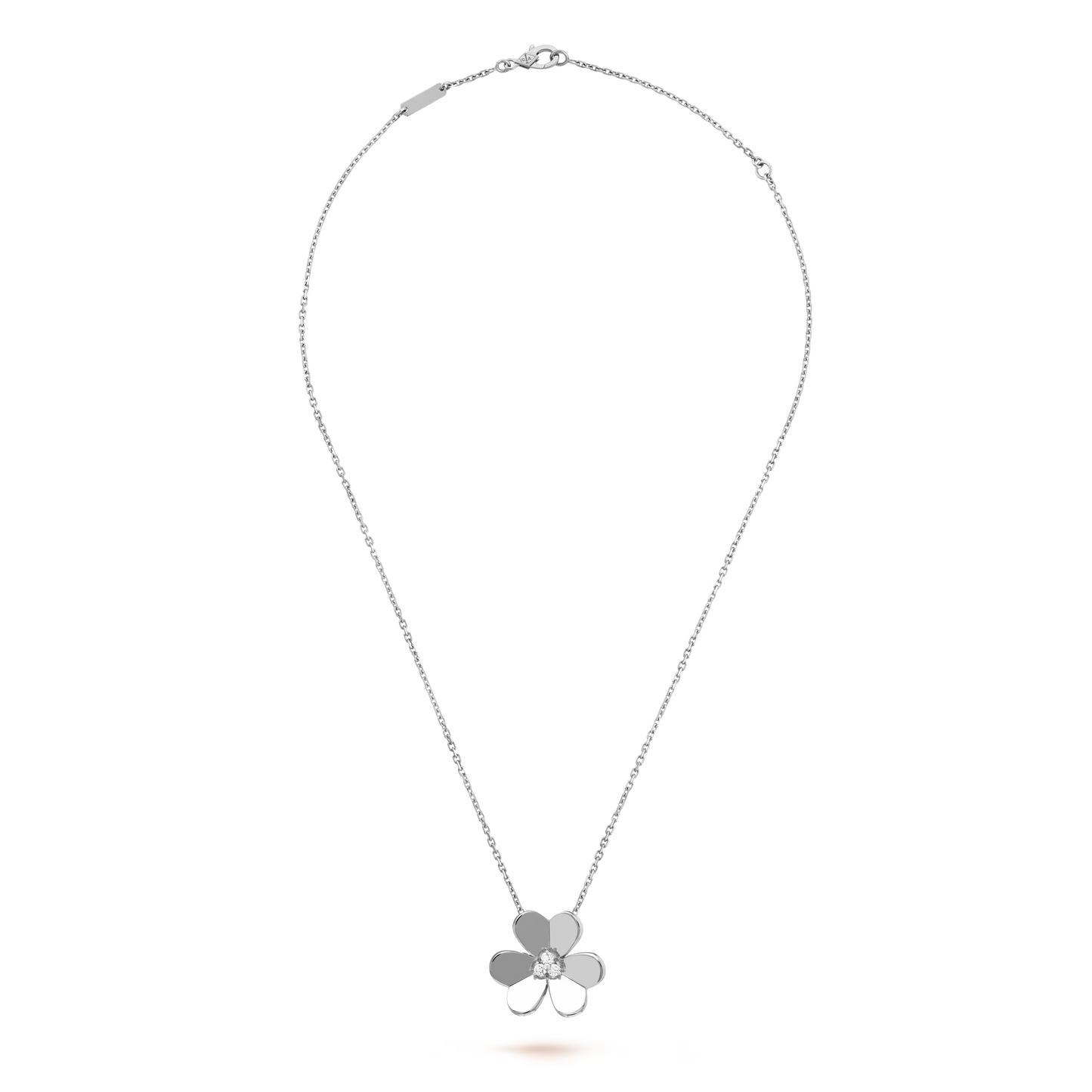 Frivole pendant, large model, rhodium plated 18K white gold, round diamonds.