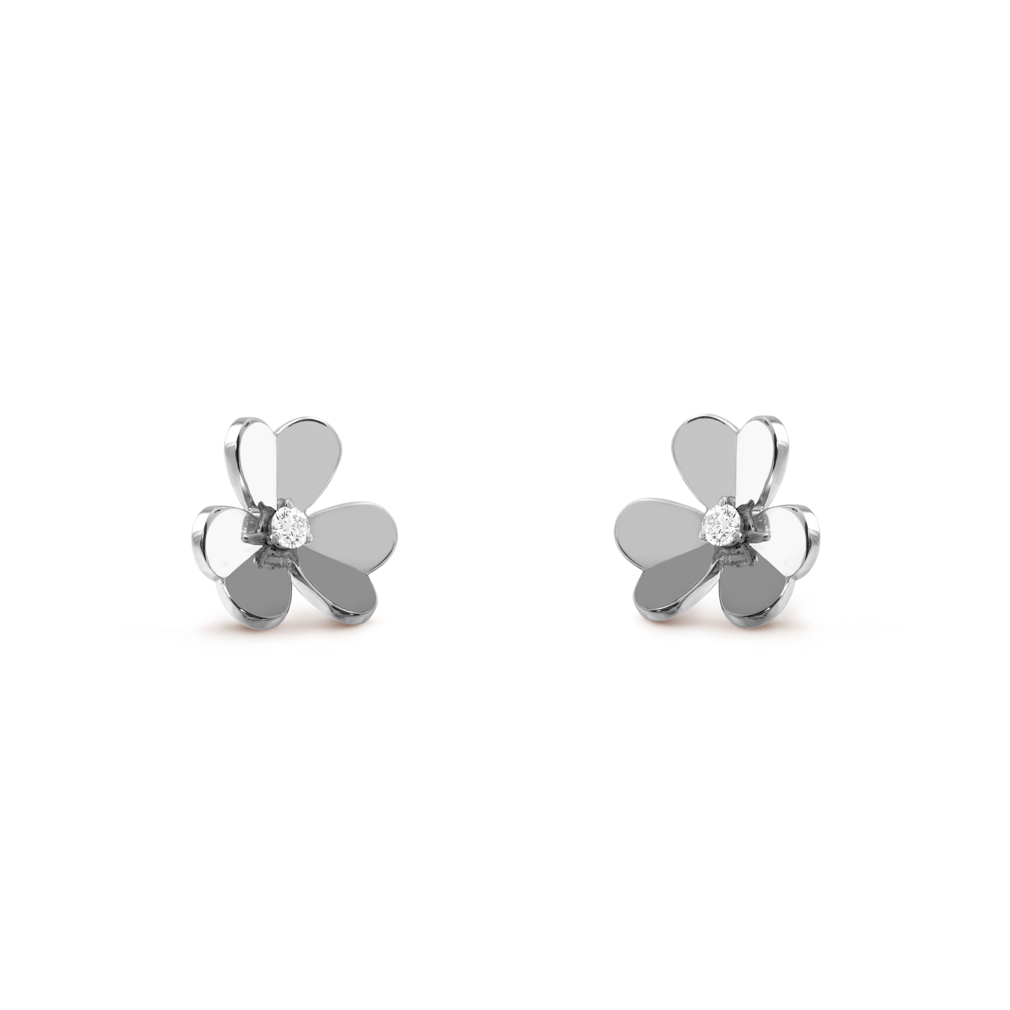 Frivole earrings, small model, rhodium plated 18K white gold, round diamonds.