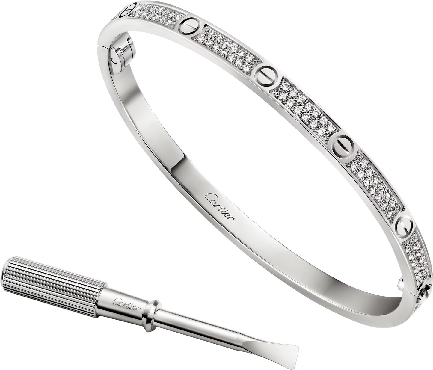 LOVE bracelet 18K white gold, small model, paved.