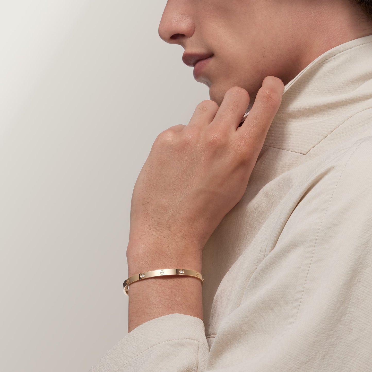 LOVE 18K yellow gold bracelet, medium model, 4 diamonds.