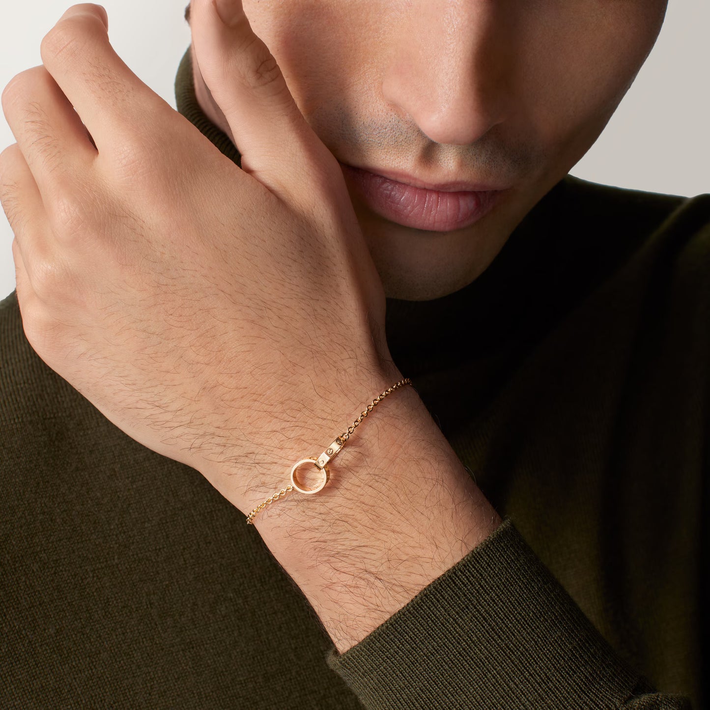 LOVE 18K yellow gold bracelet, on chain.