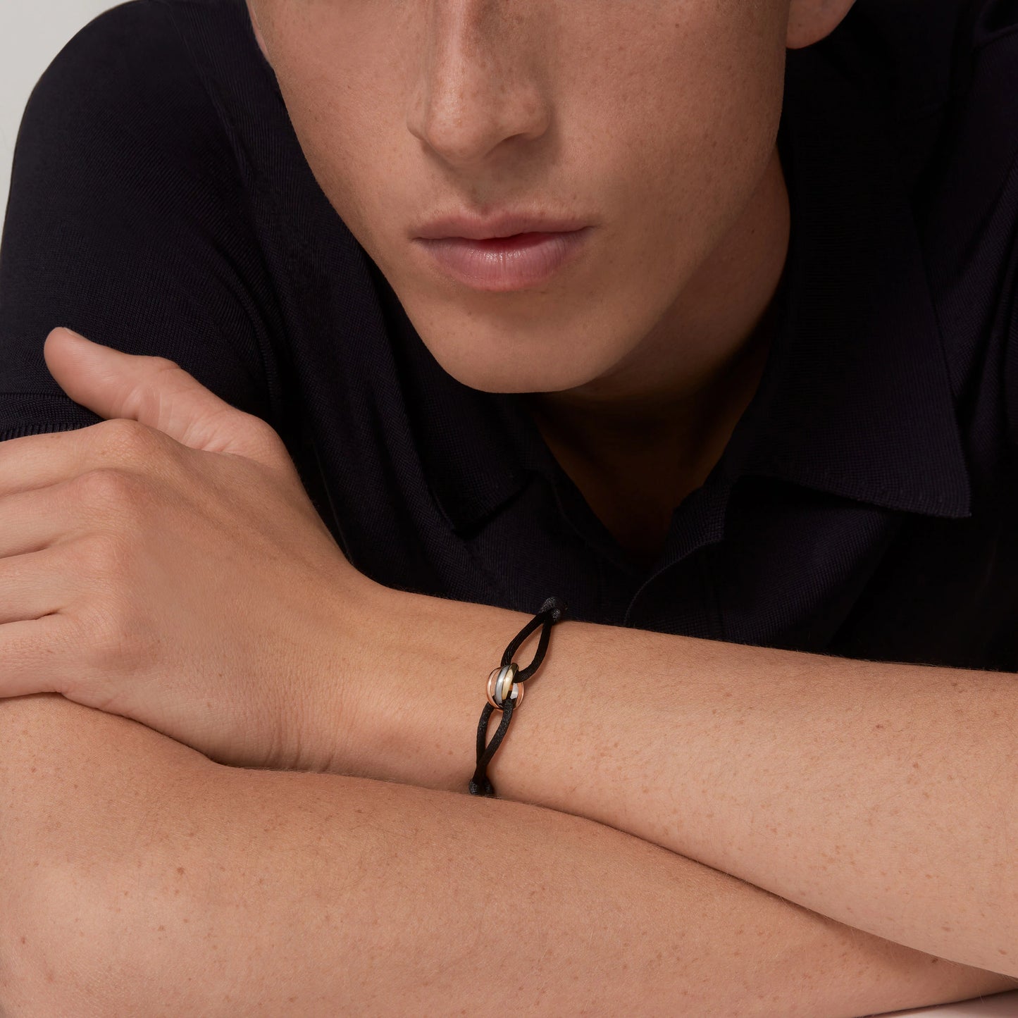 Trinity 18K white, rose and yellow gold bracelet.