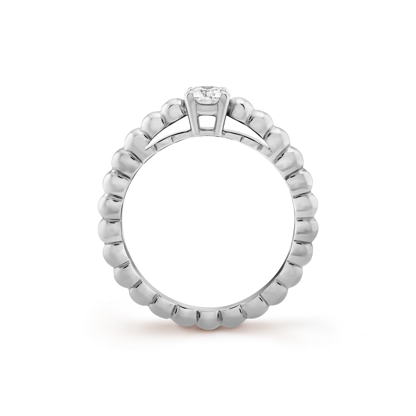 Perlée solitaire, rhodium plated 18K white gold, one round 0.30 ct EVVS2 diamond.
