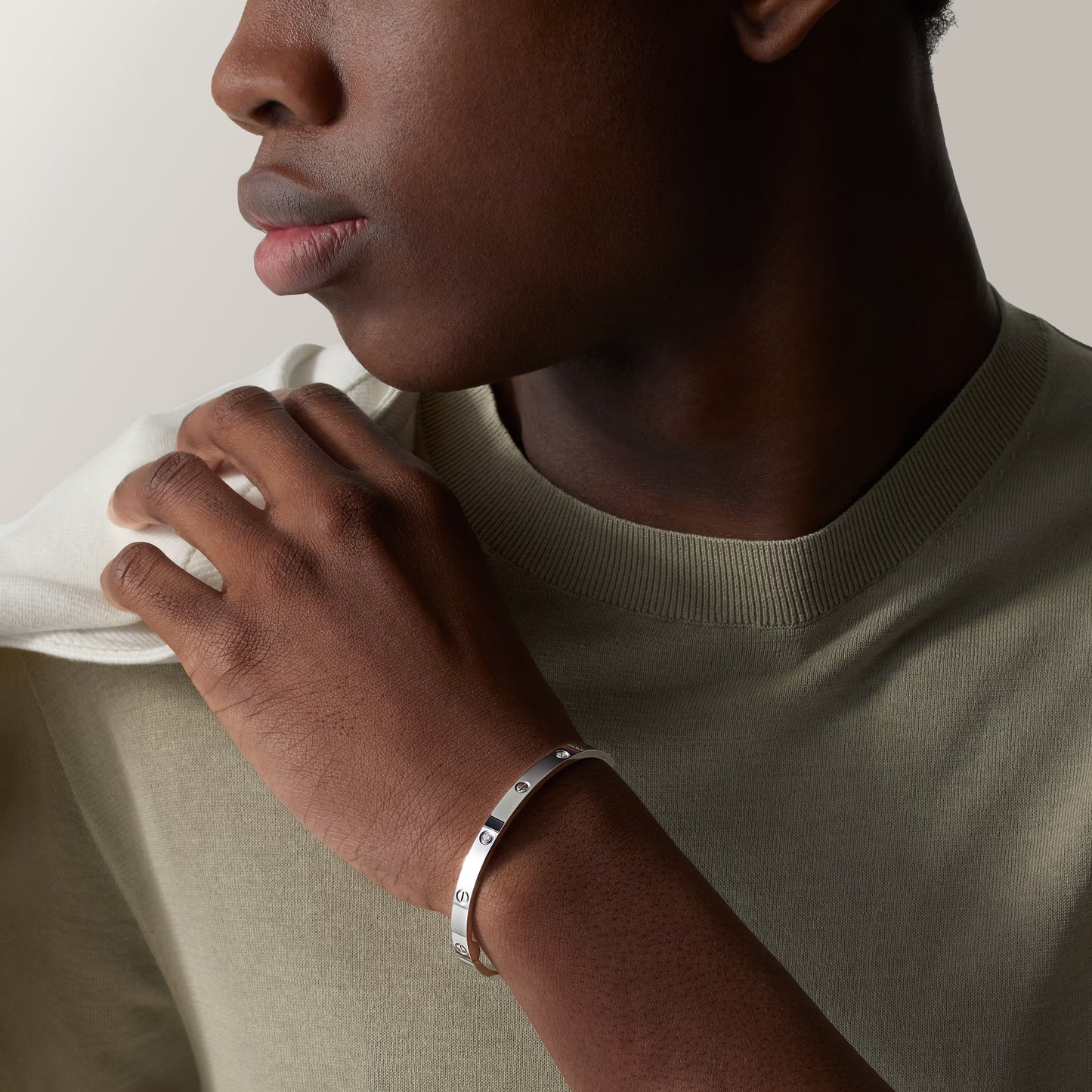 LOVE 18K white gold bracelet, medium model, 4 diamonds.