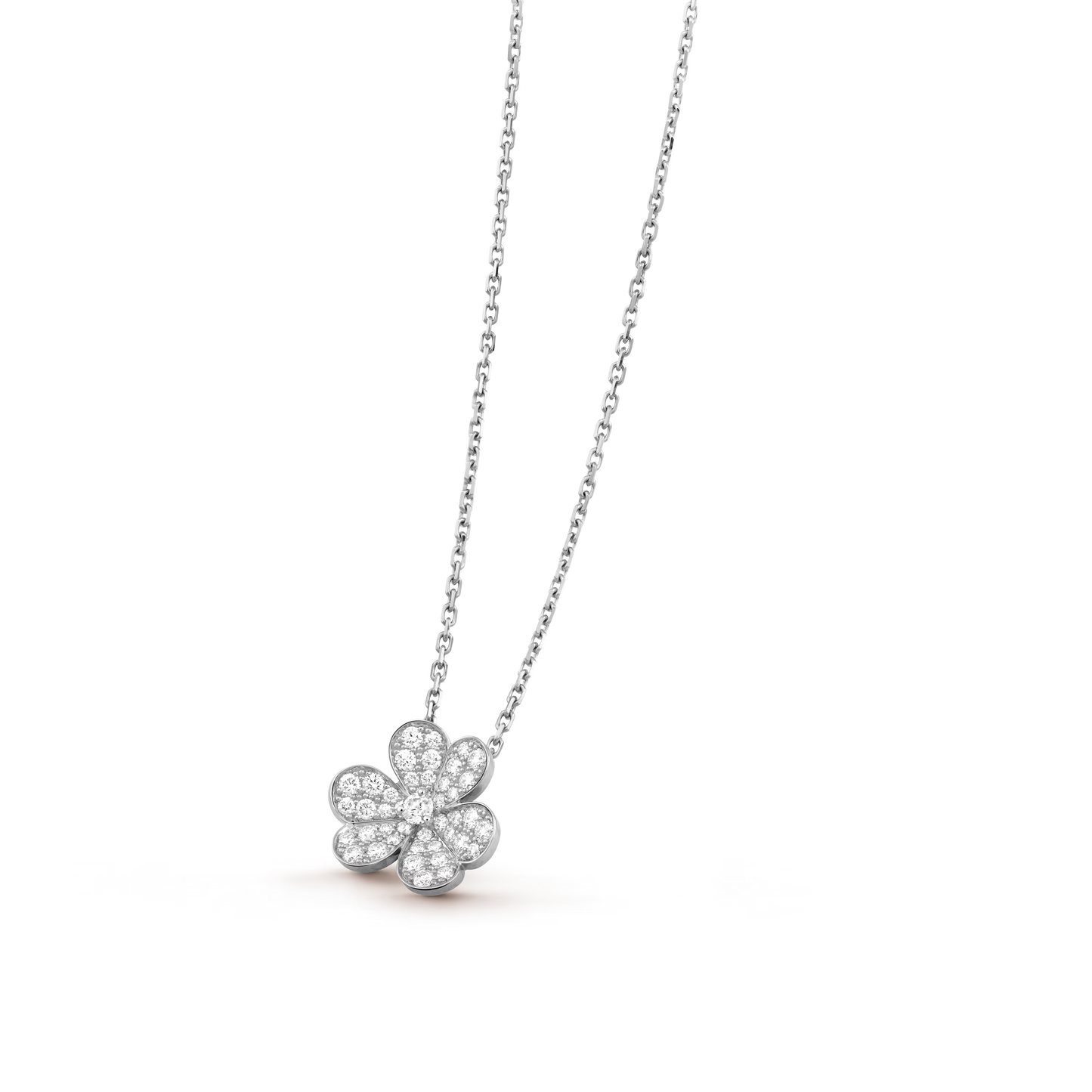 Frivole pendant, small model, rhodium plated 18K white gold, round diamonds.
