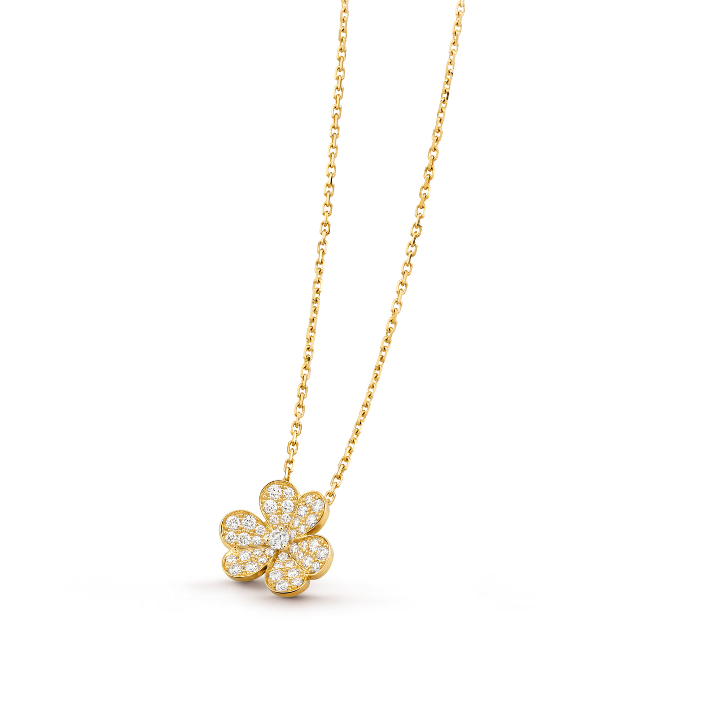 Frivole pendant, small model, 18K yellow gold, round diamonds