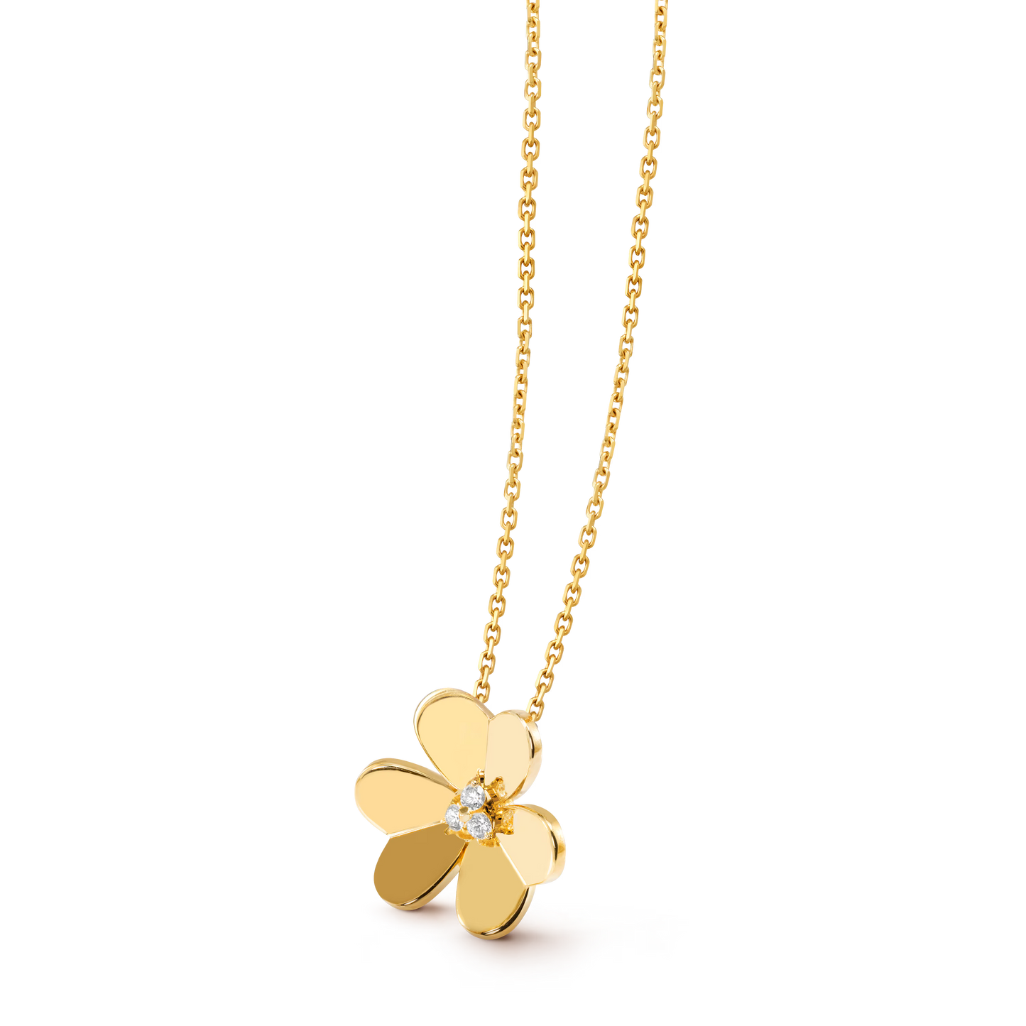 Frivole pendant, large model, 18K yellow gold, round diamonds.