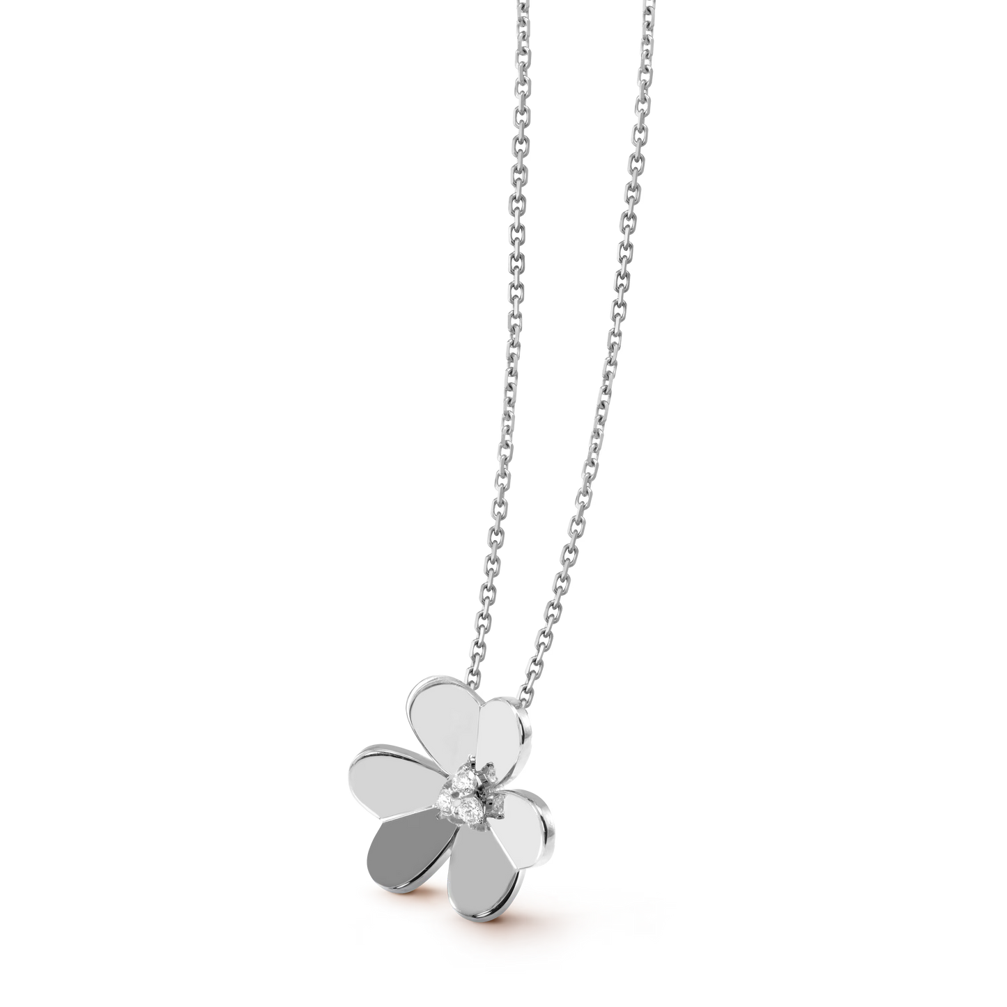 Frivole pendant, large model, rhodium plated 18K white gold, round diamonds.