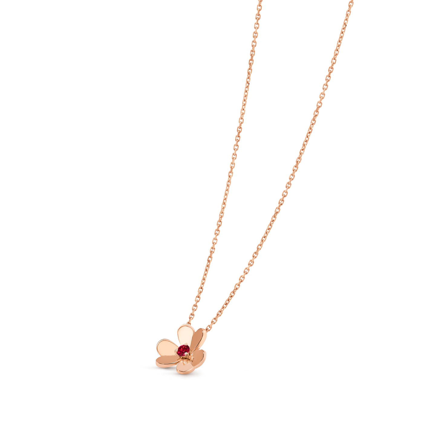 Frivole pendant, mini model, 18K rose gold, round ruby.