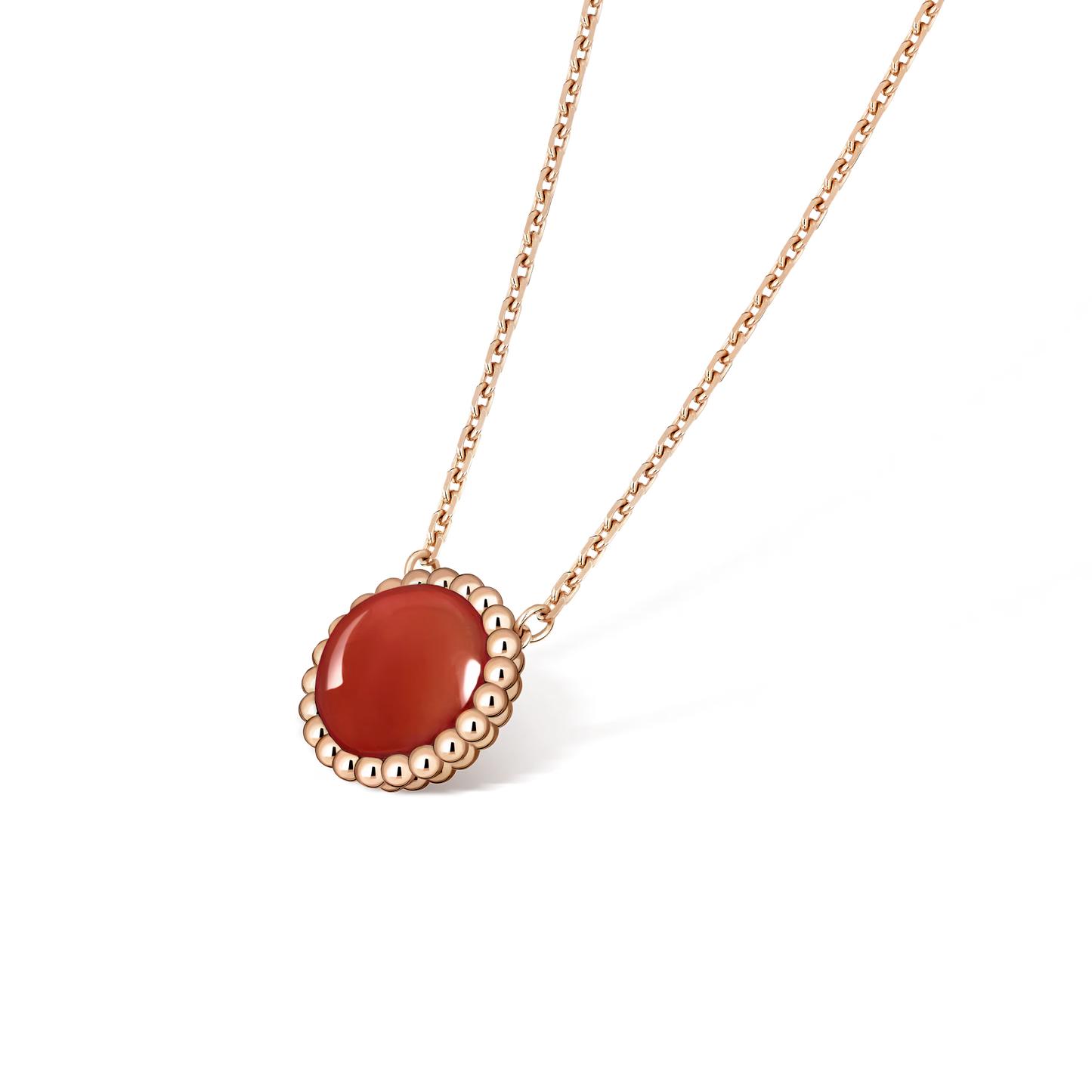 Perlée couleurs pendant, 18K rose gold, carnelian.