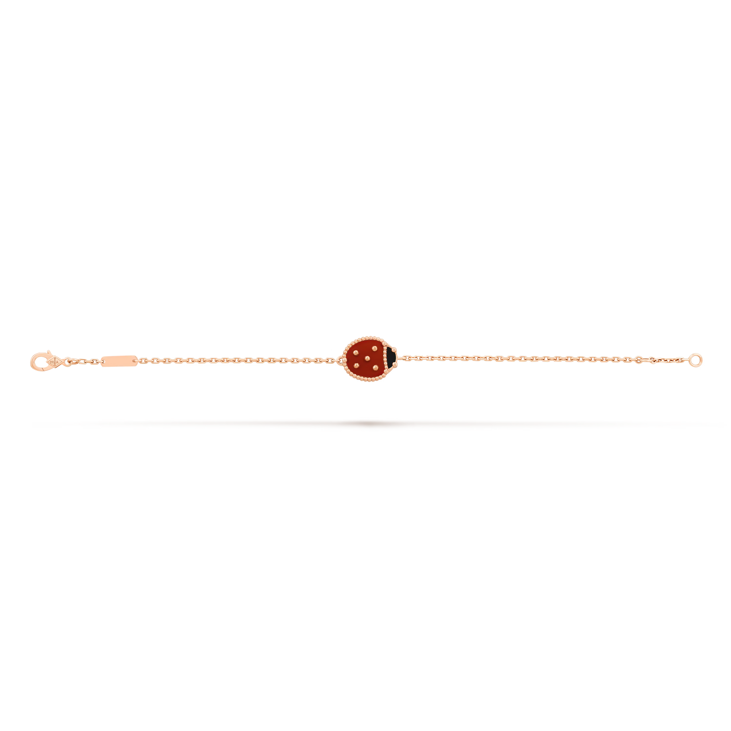 Lucky Spring bracelet, closed wings ladybug, 18K rose gold, onyx, carnelian.