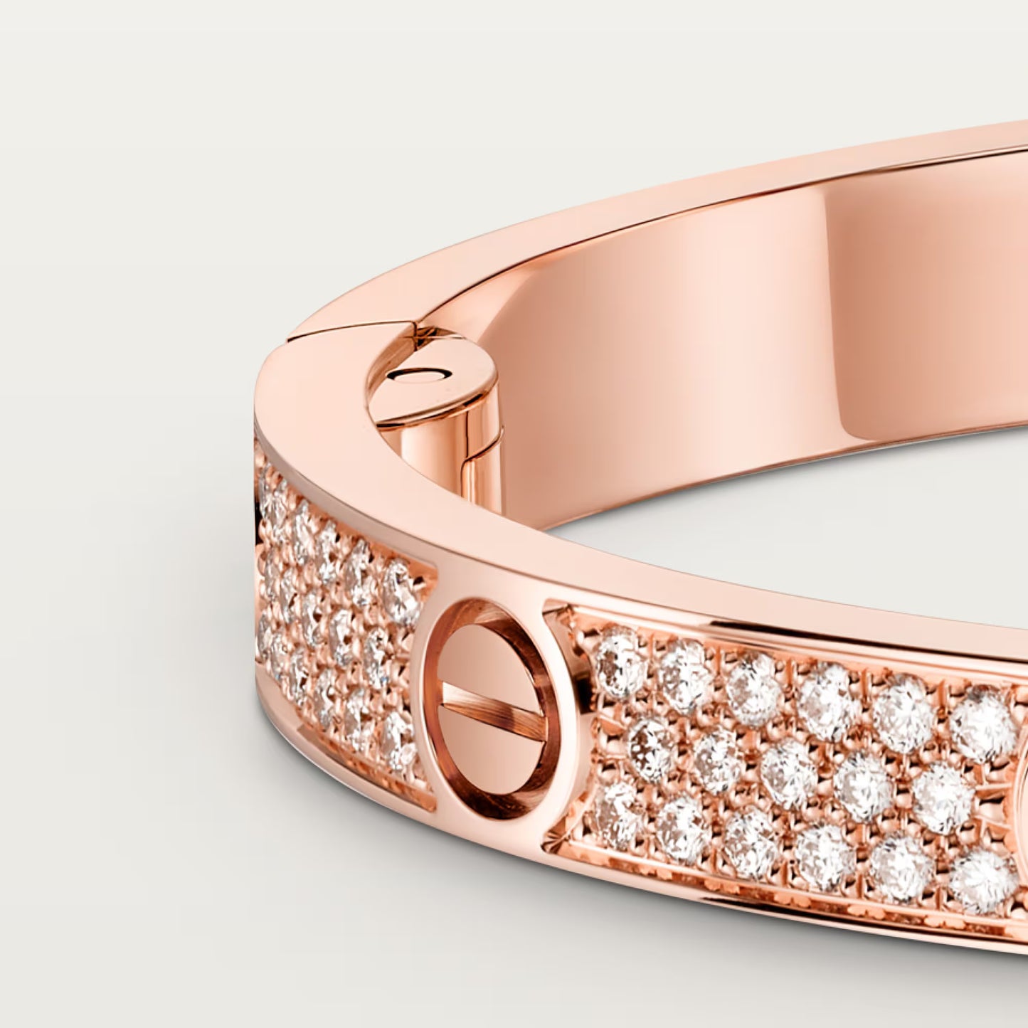 LOVE bracelet 18K rose gold, medium model, paved.