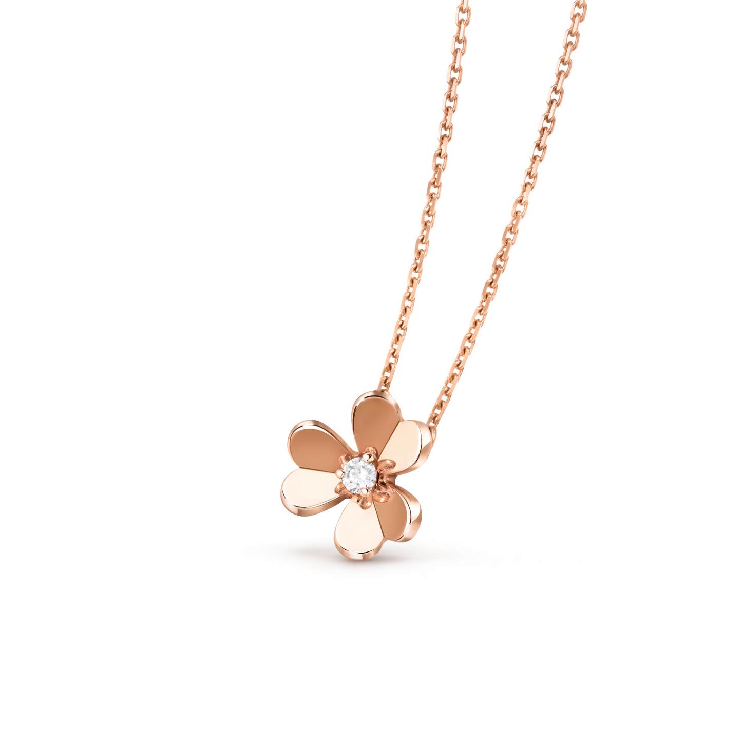 Frivole pendant, small model, 18K rose gold, round diamond.