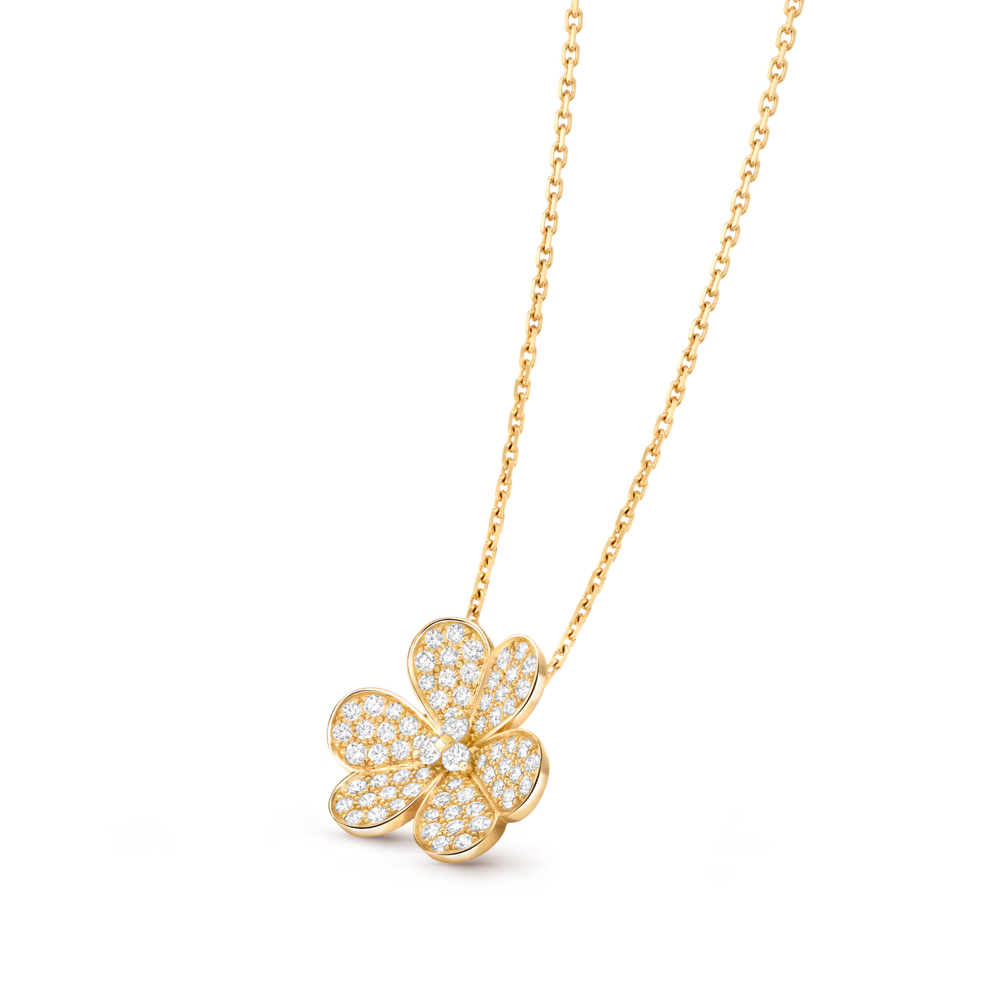 Frivole pendant, large model, 18K yellow gold, round diamonds