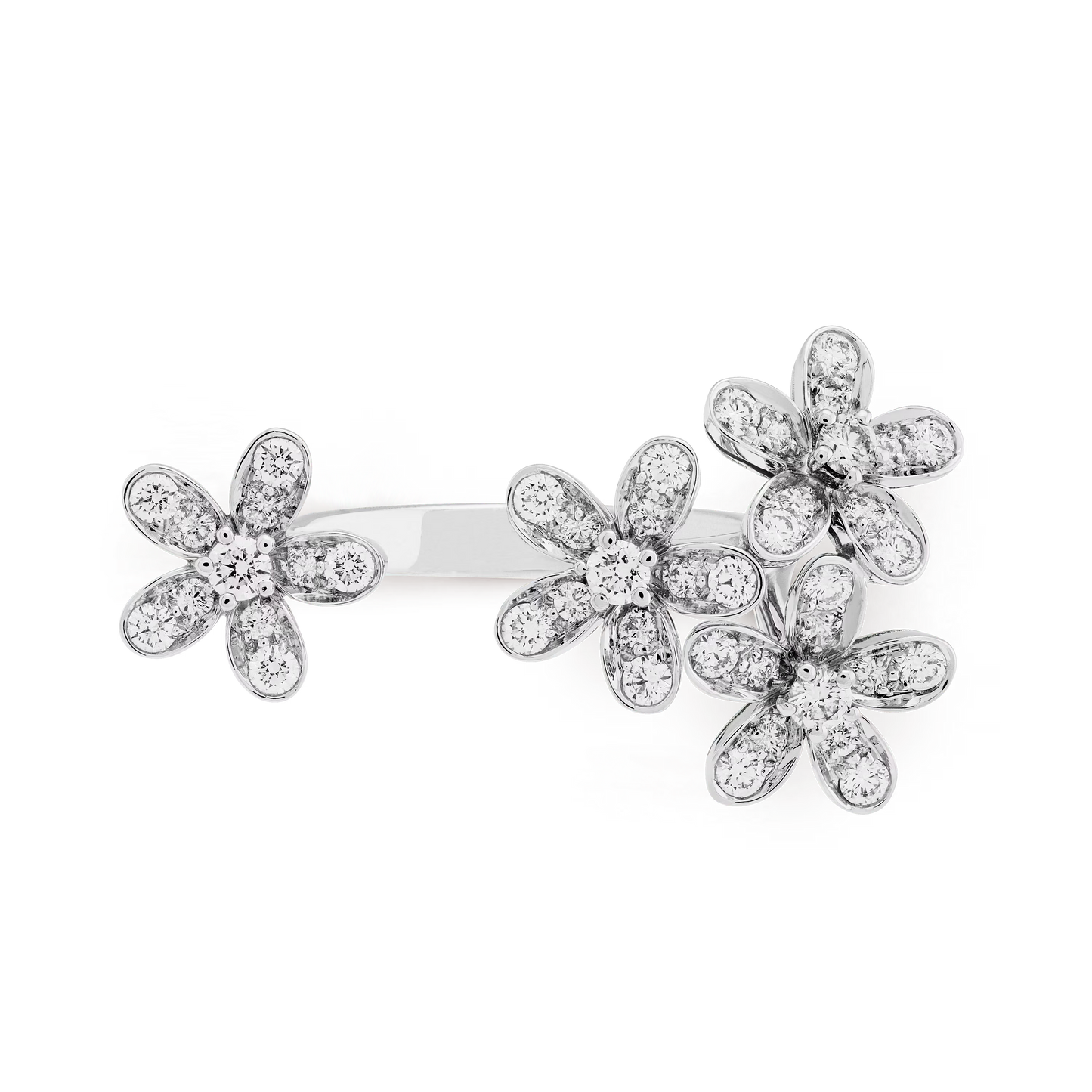 Socrate Between the Finger ring, rhodium plated 18K white gold, round diamonds.