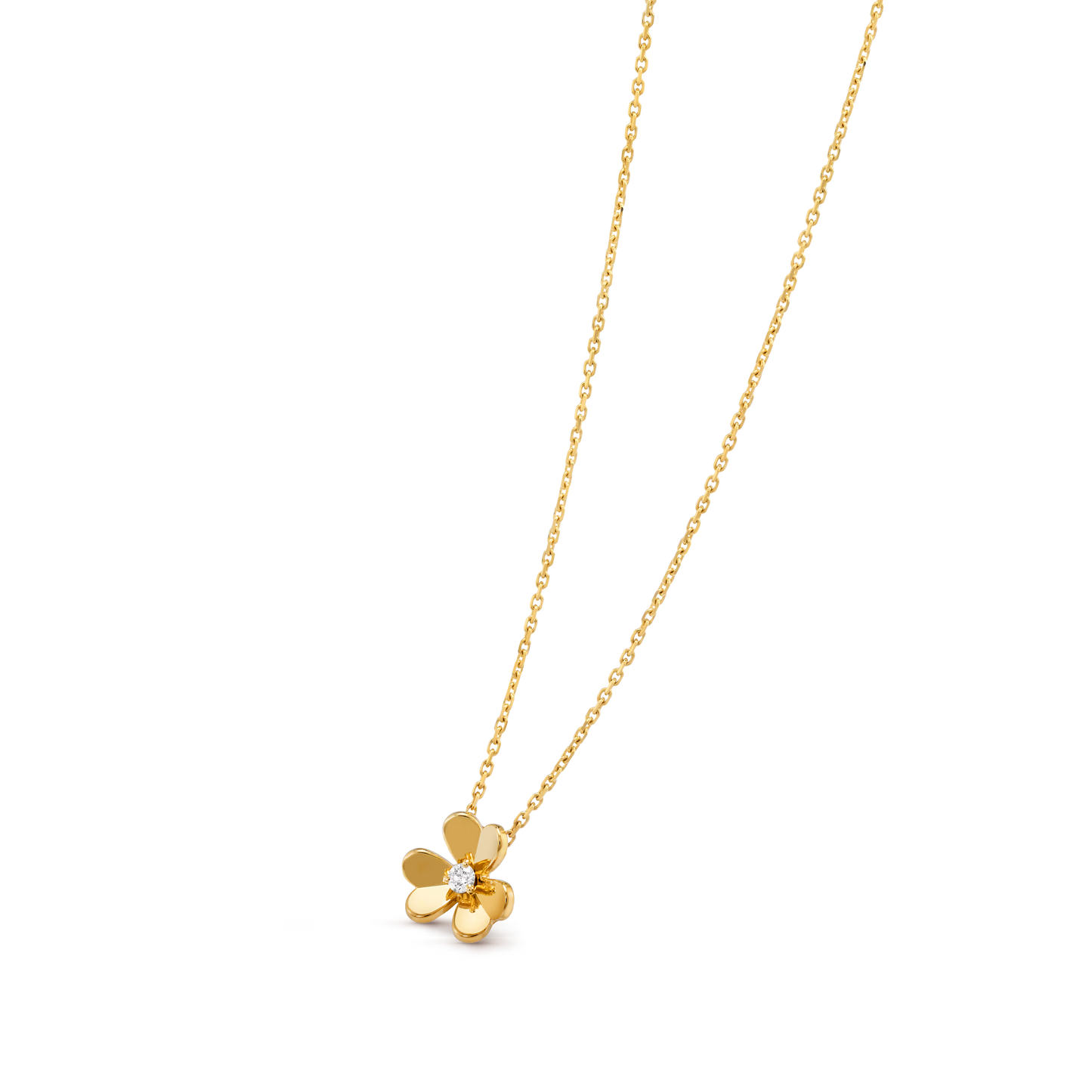 Frivole pendant, mini model, 18K yellow gold, round diamond.
