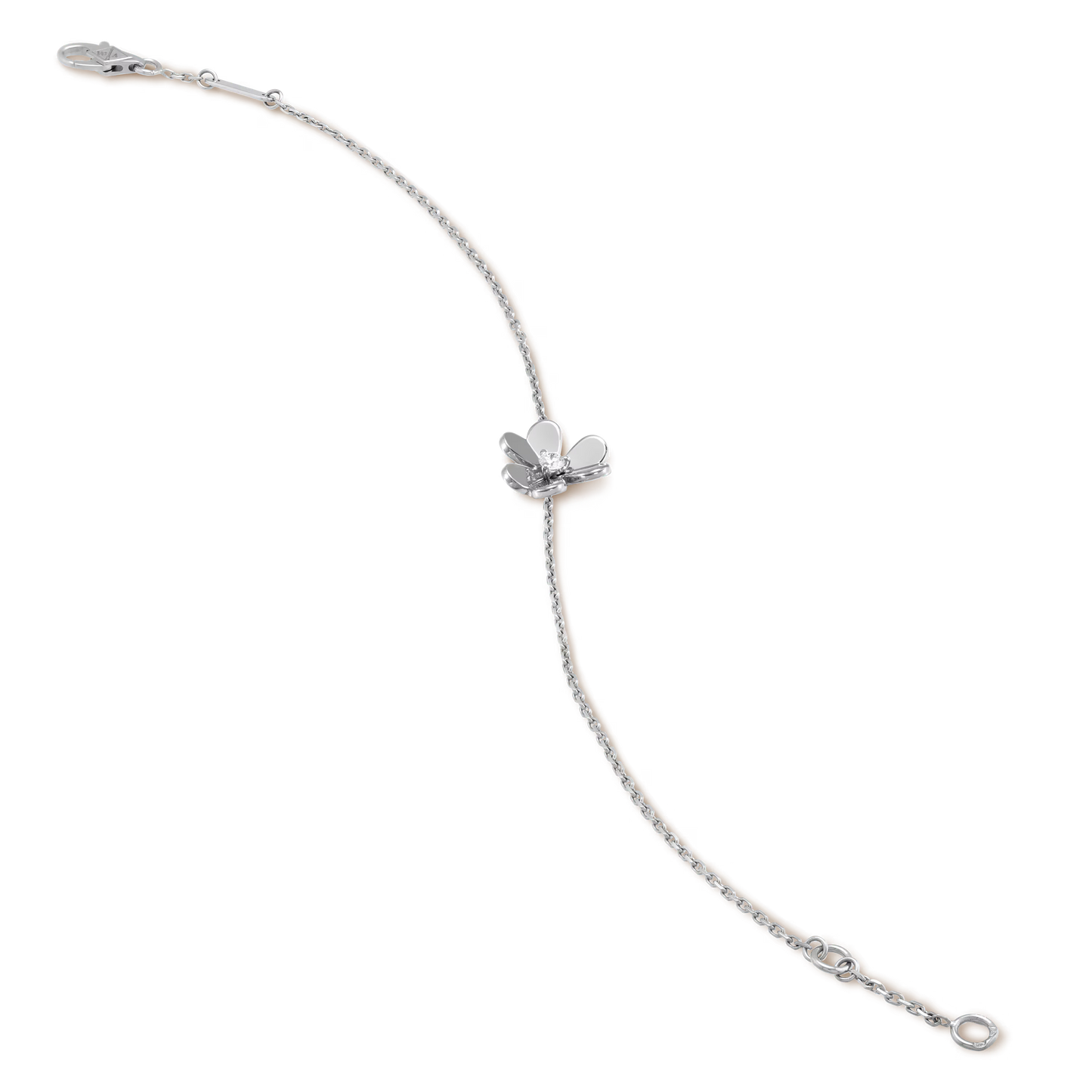 Frivole bracelet, mini model, rhodium plated 18K white gold, round diamond.