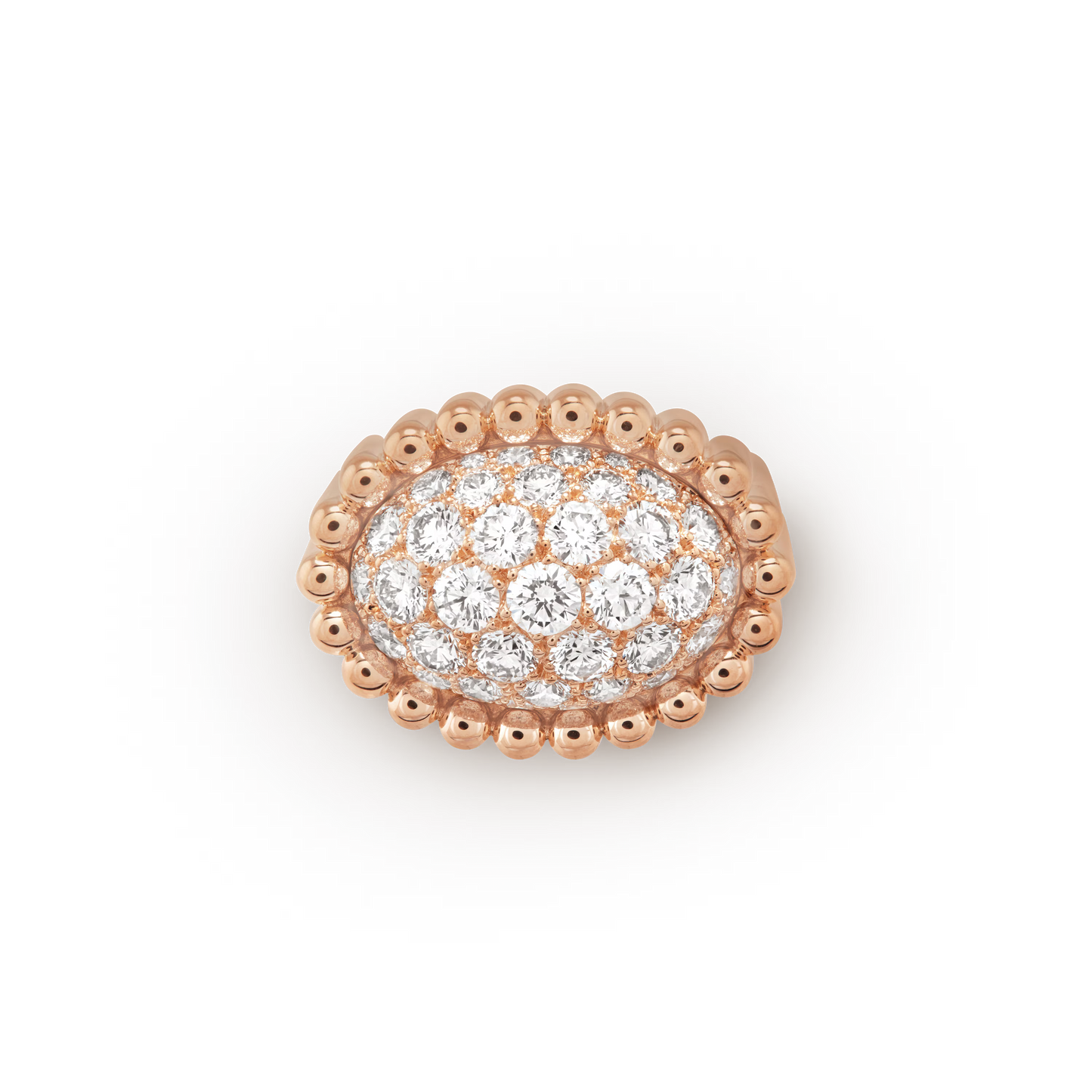 Perlée diamonds pavé ring, 18K rose gold, round diamonds.