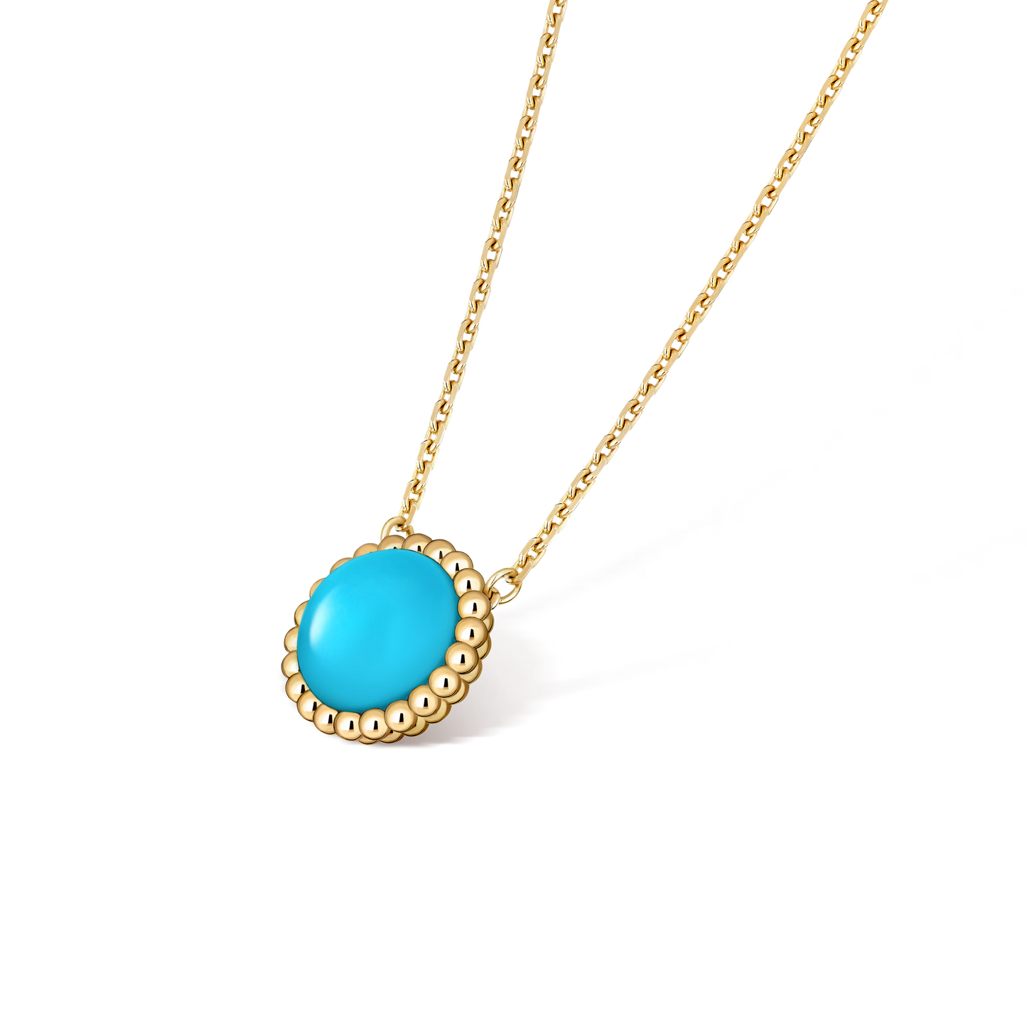 Perlée couleurs pendant, 18K yellow gold, turquoise.