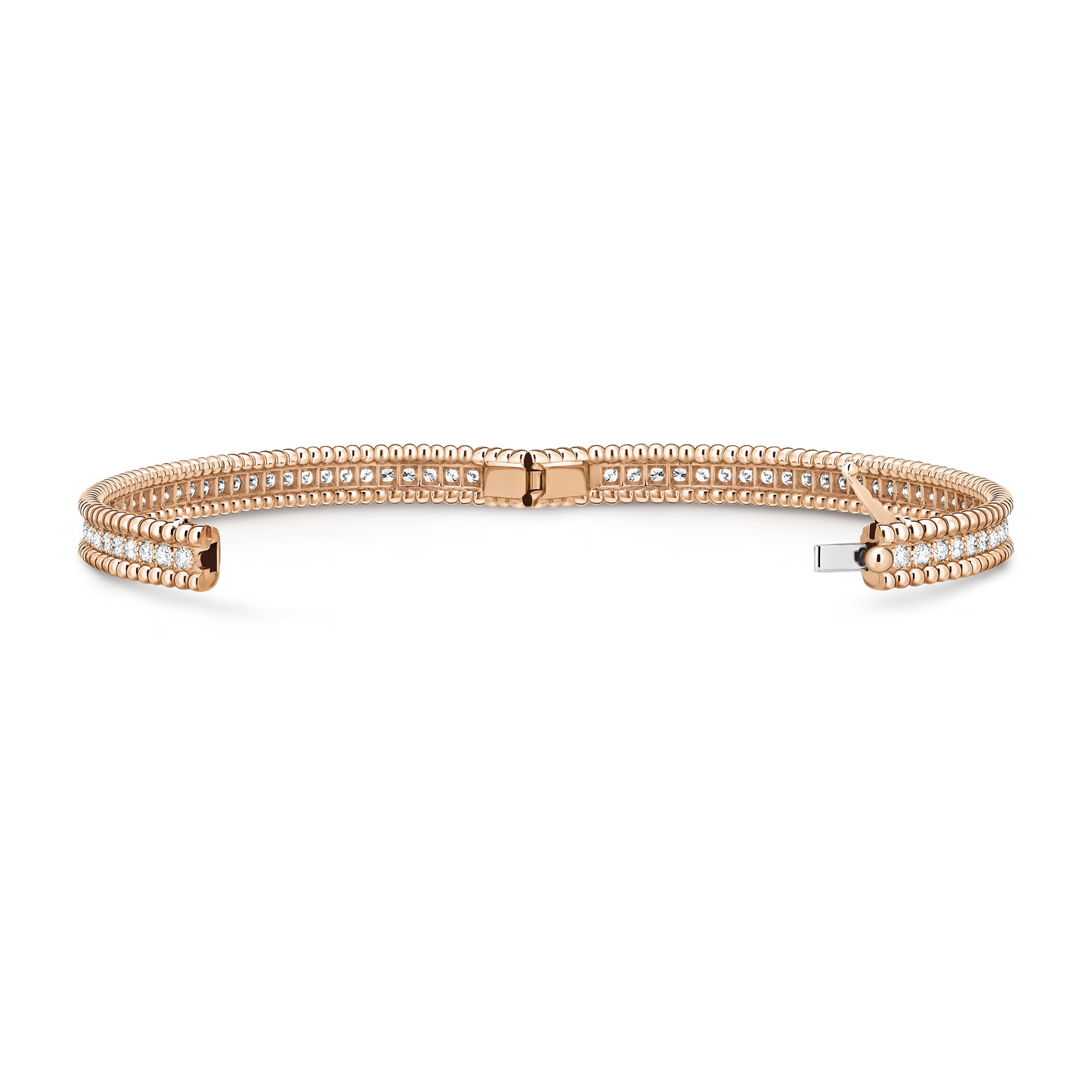 Perlée diamonds bracelet, 1 row, 18K rose gold, round diamonds, medium model.