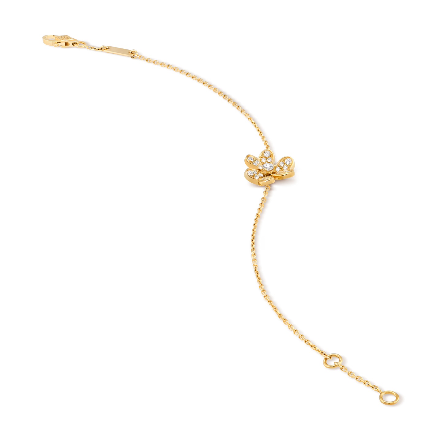 Frivole bracelet, mini model, 18K yellow gold, round diamonds.