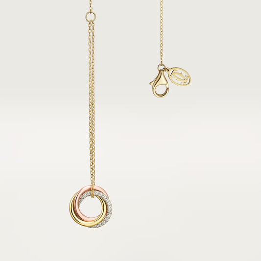 Trinity bracelet 18K white, yellow and rose gold, on chain, diamonds.
