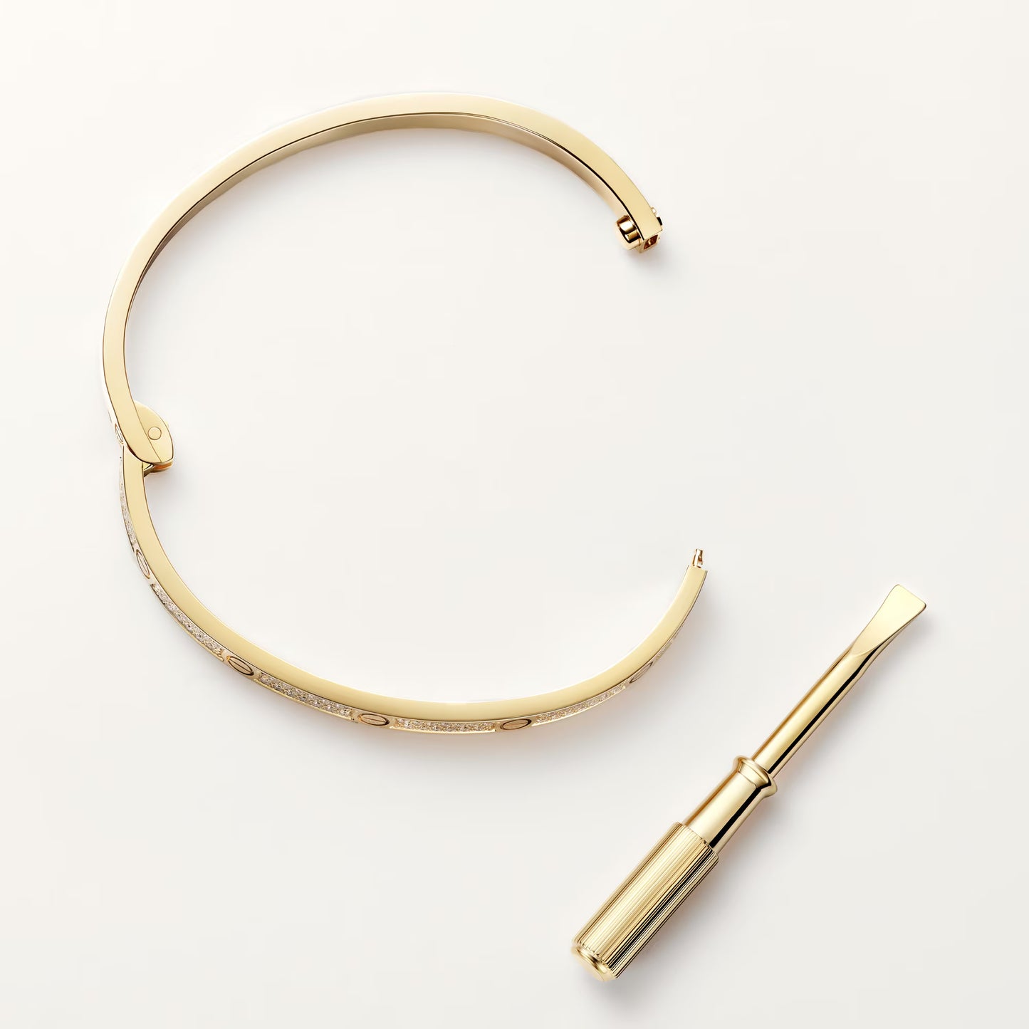 LOVE bracelet 18K yellow gold, small model, paved.