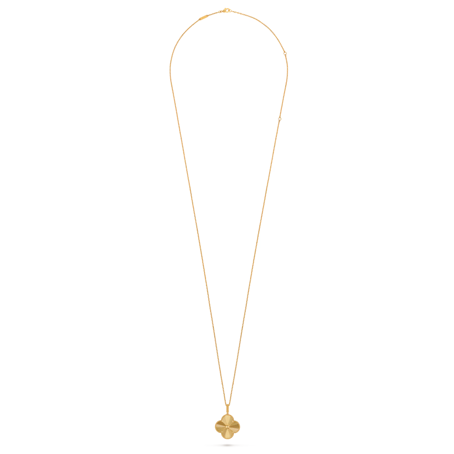 Magic Alhambra long necklace, 1 motif, guilloché 18K yellow gold.