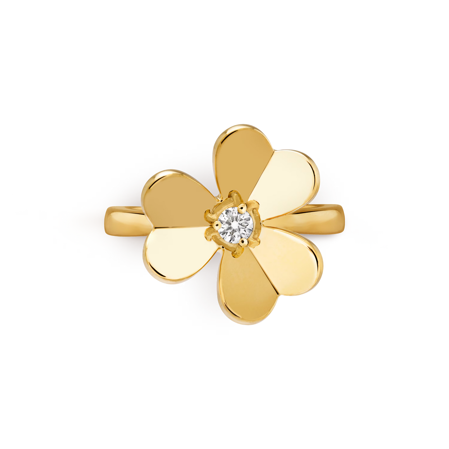 Frivole ring, 1 flower, small model, 18K yellow gold, round diamond