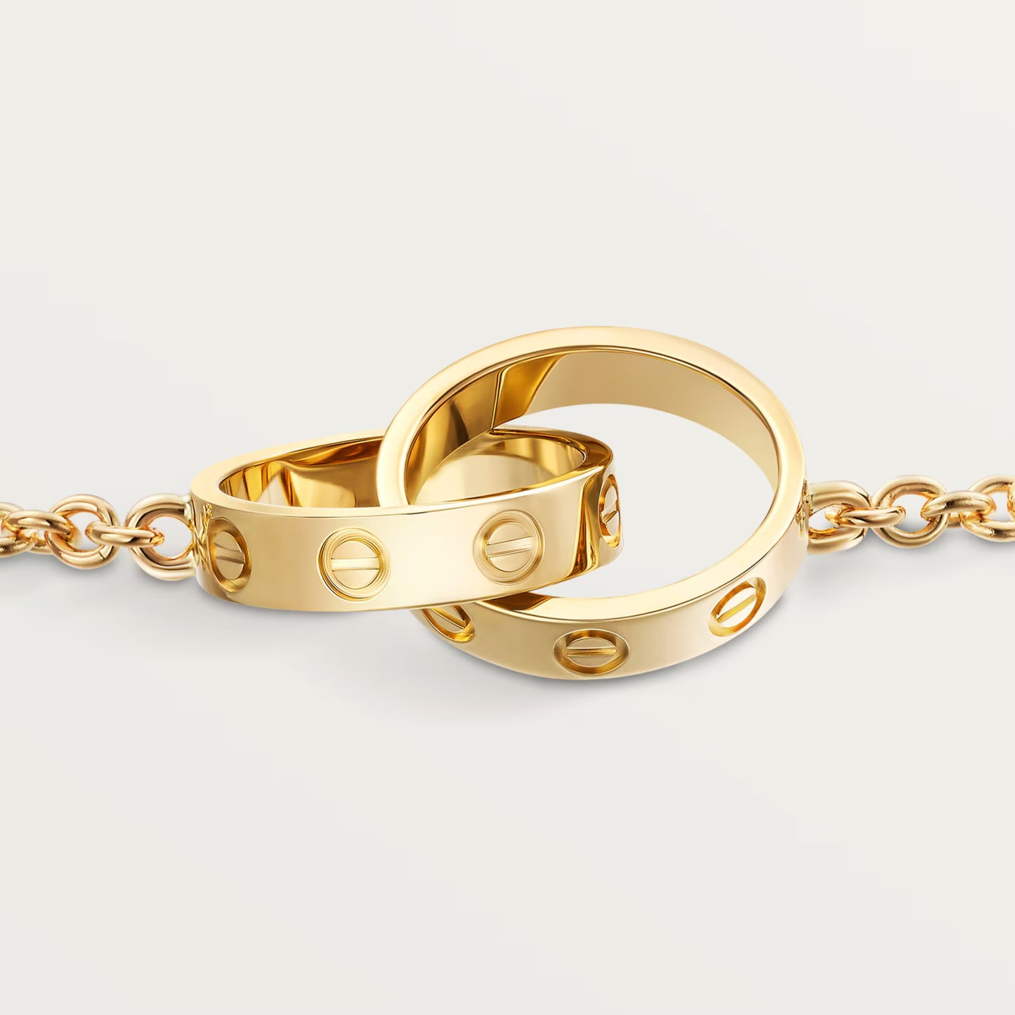 LOVE 18K yellow gold bracelet, on chain.
