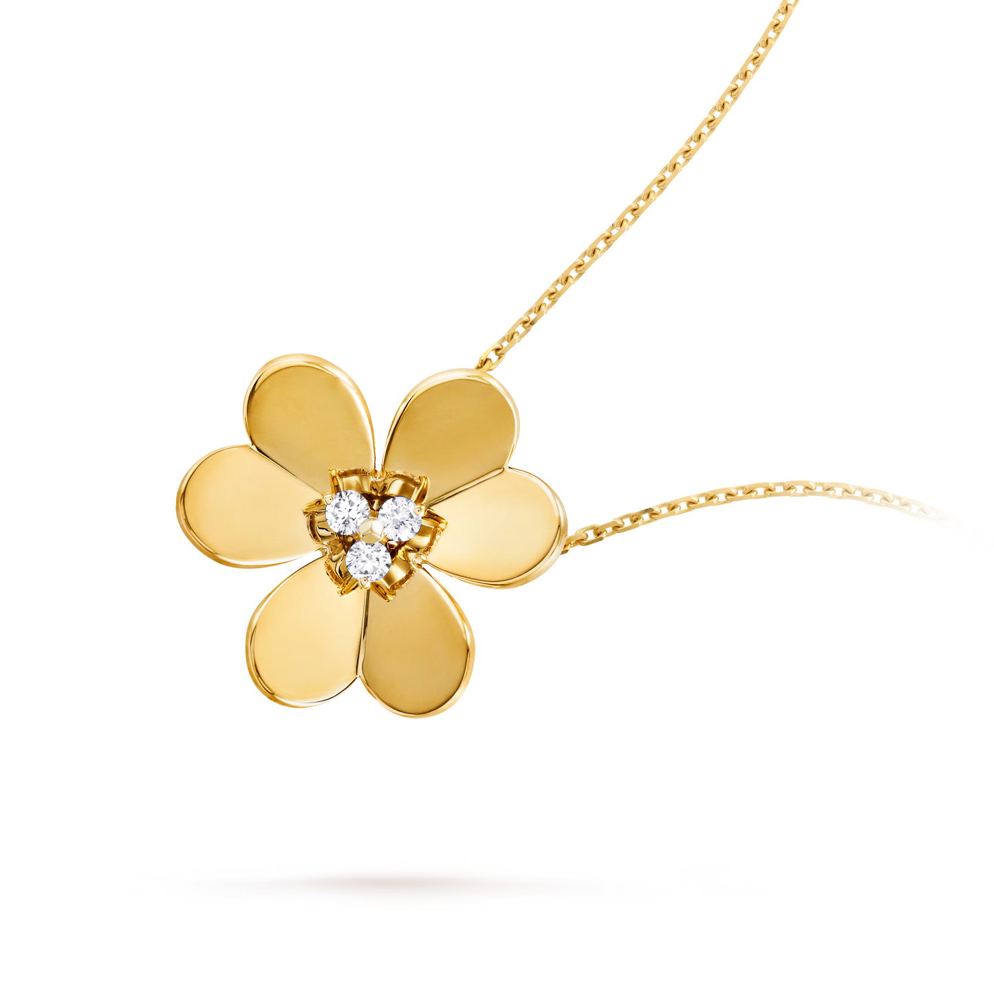 Frivole clip pendant, very large model, 18K yellow gold, round diamonds