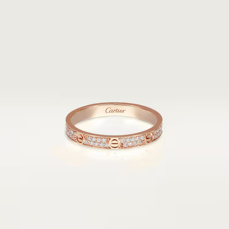LOVE ring, mini model, paved. 18k GOLD