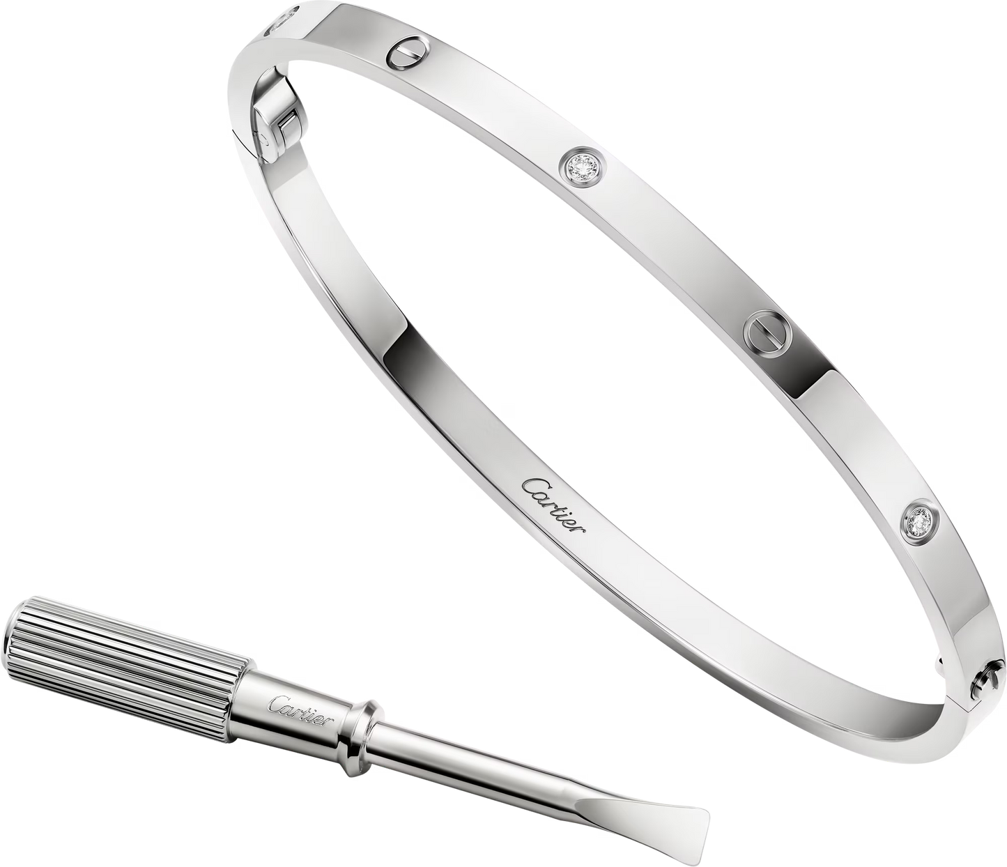 LOVE bracelet 18K white gold , small model, 6 diamonds.