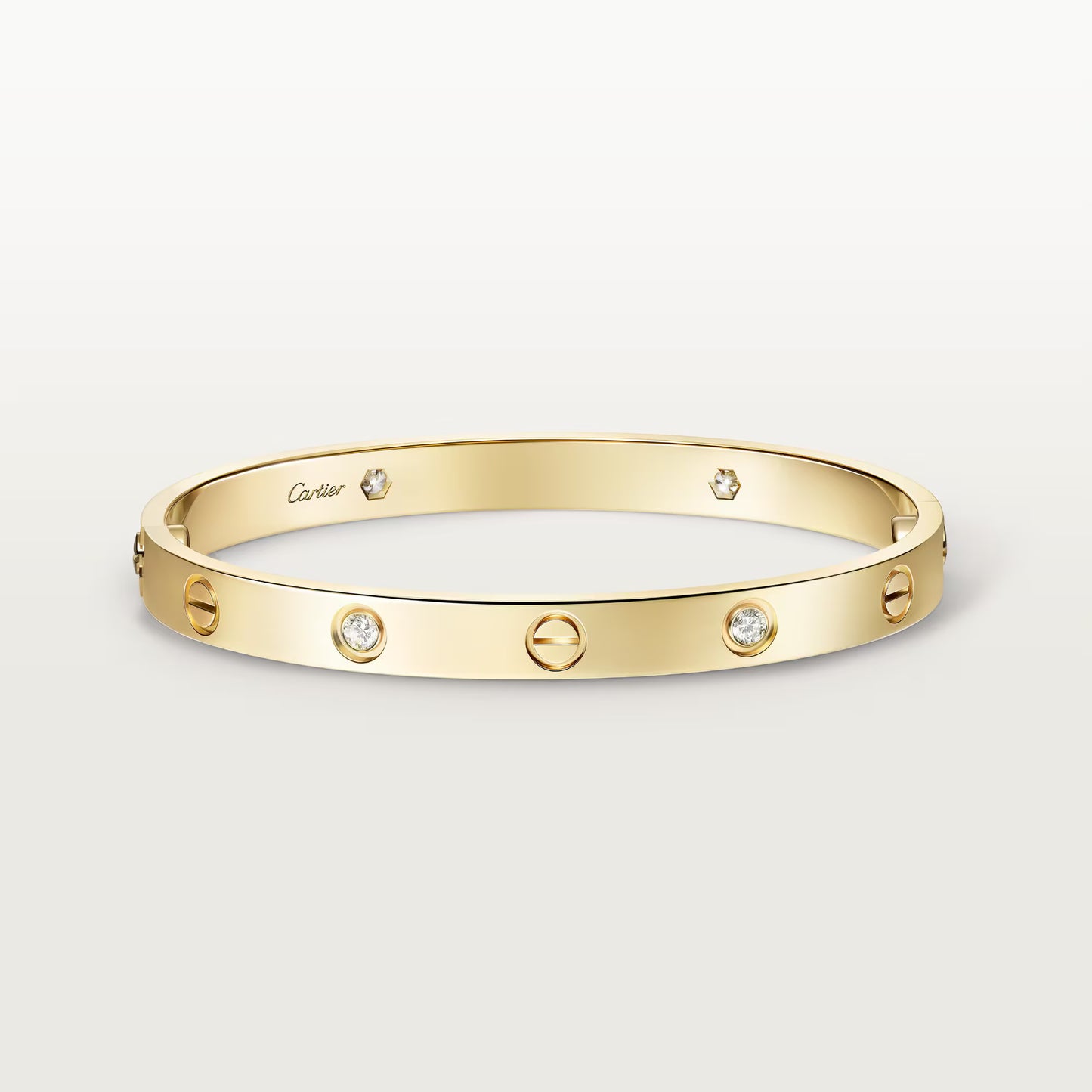 LOVE bracelet yellow gold, classic model, 4 diamonds.