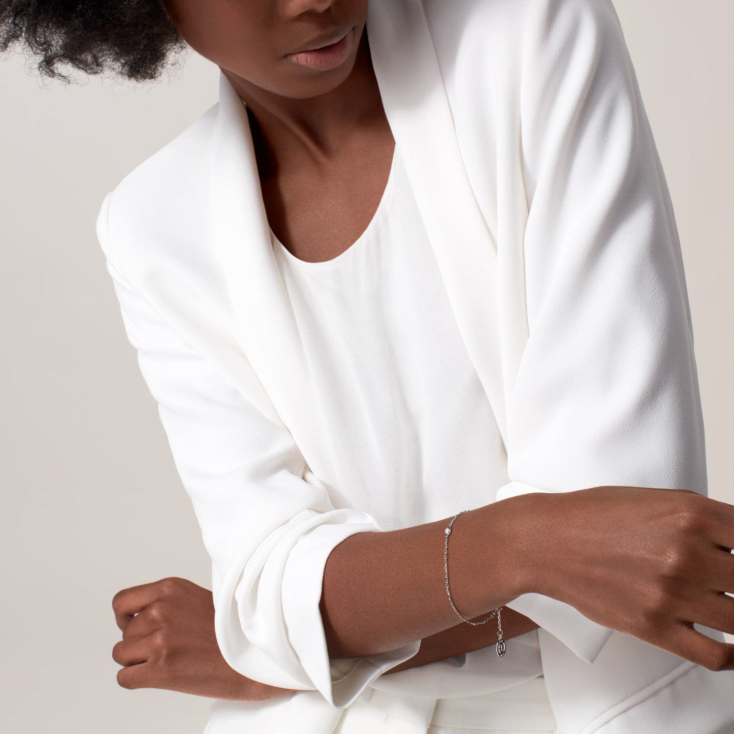 Cartier d'Amour 18K white gold bracelet, diamond, small model.