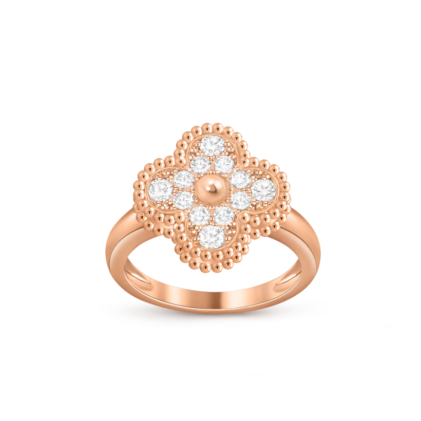 Vintage Alhambra ring, 18K rose gold, round diamonds