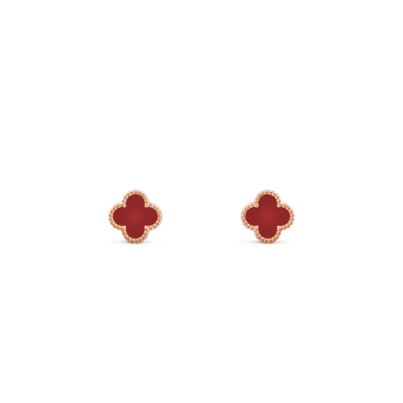 Sweet Alhambra earstuds, 18K rose gold, carnelian.