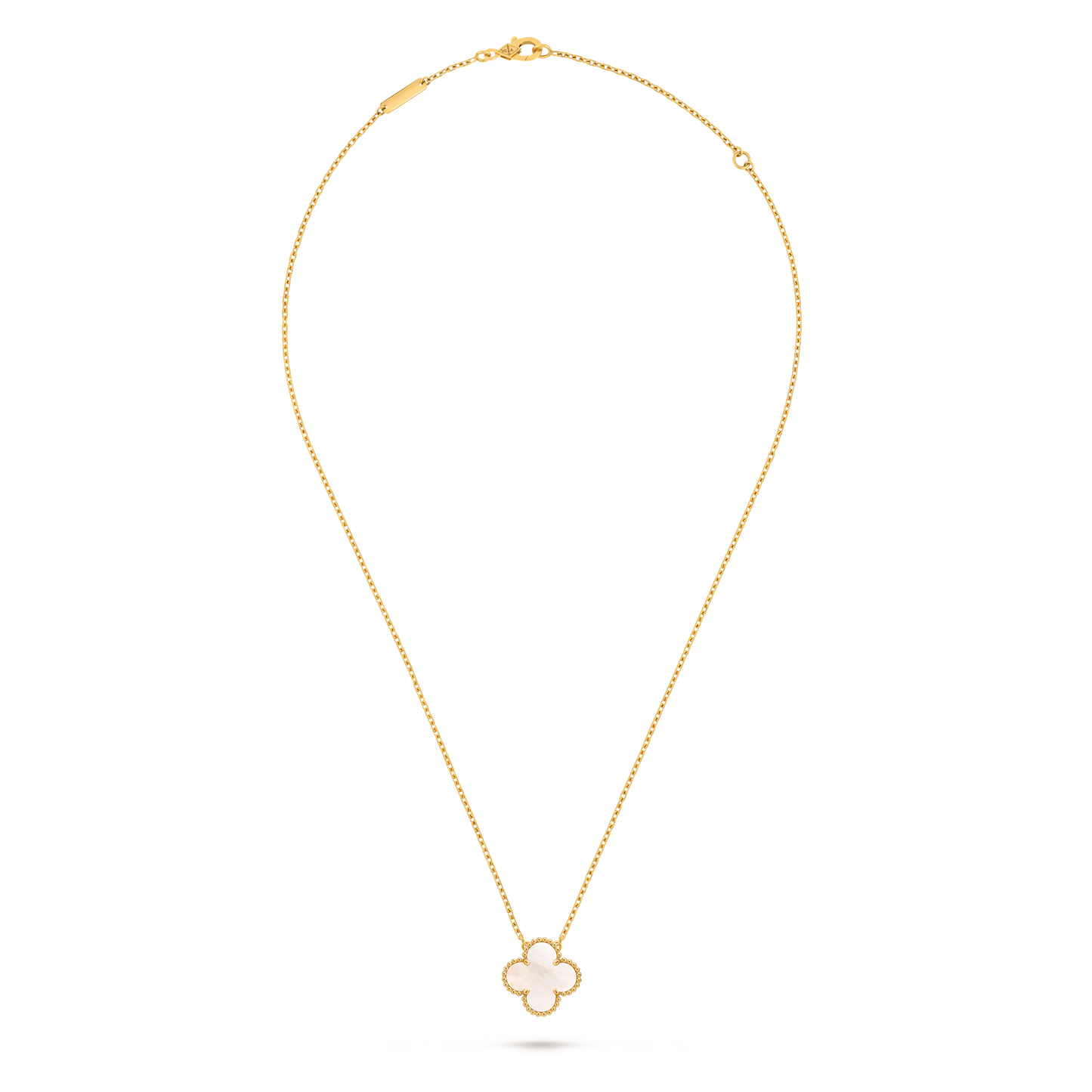 Vintage Alhambra pendant, 18K yellow gold, white mother-of-pearl.