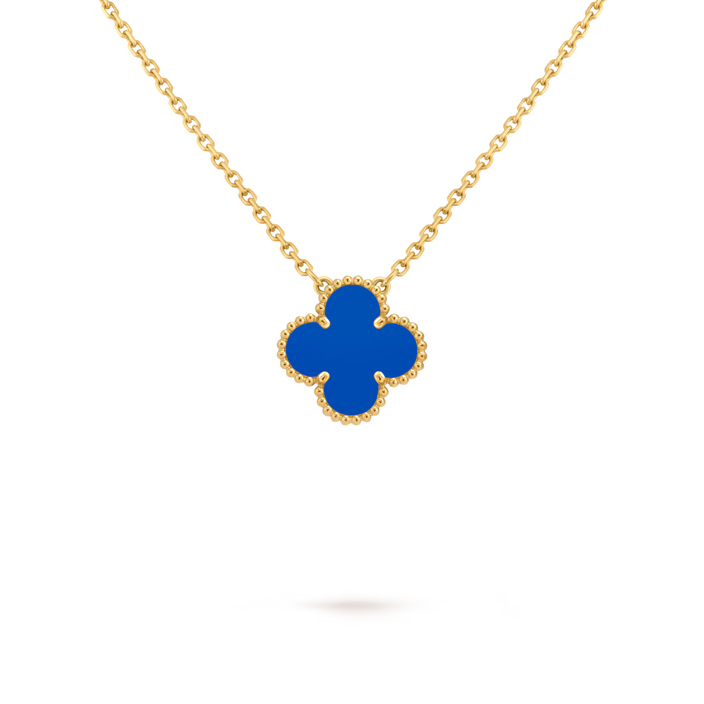 Vintage Alhambra pendant, 18K yellow gold, blue agate.